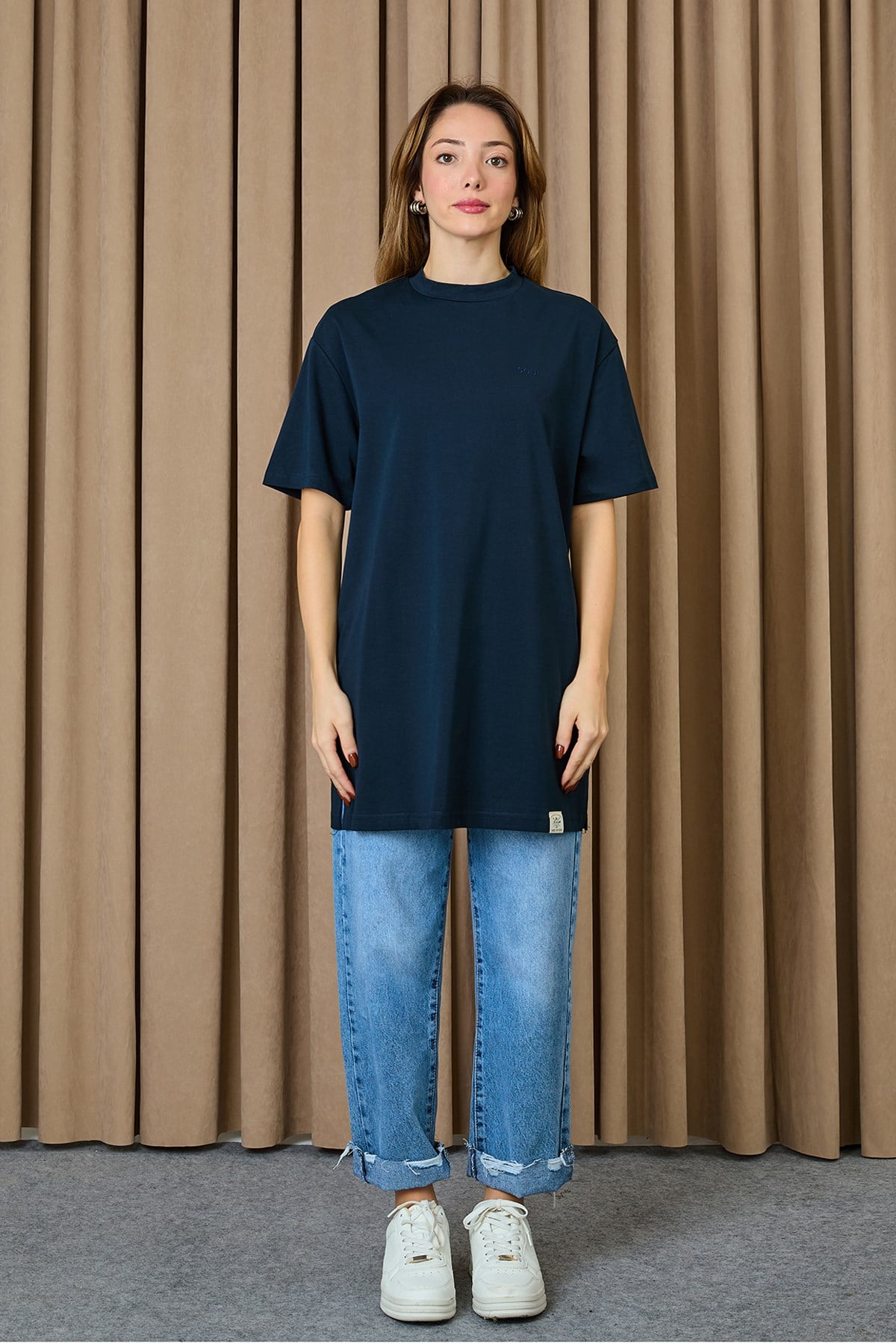 Kadın Basic T-shirt - 30727TSH - Lacivert Tshirt Soul 