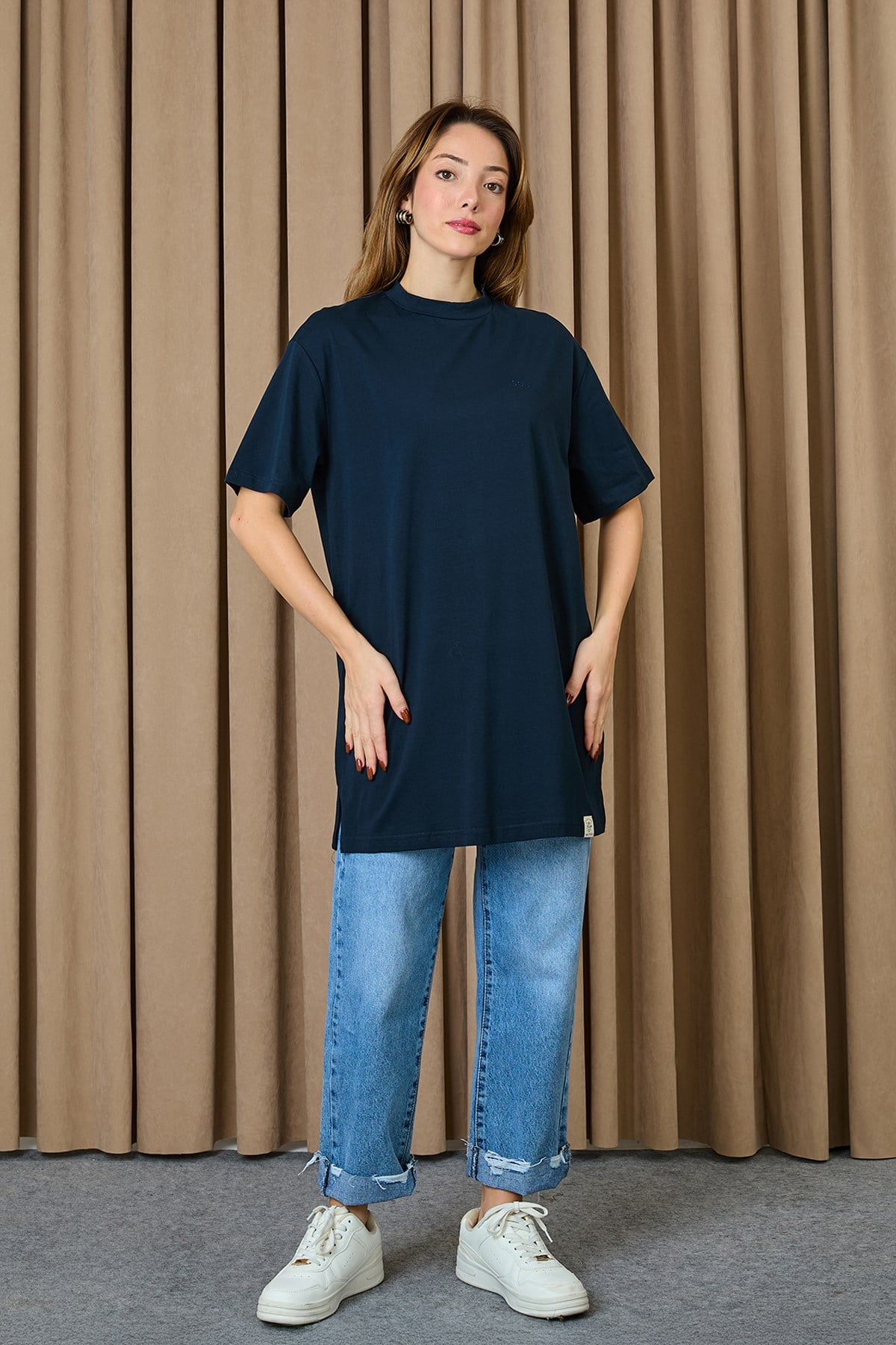 Kadın Basic T-shirt - 30727TSH - Lacivert Tshirt Soul 