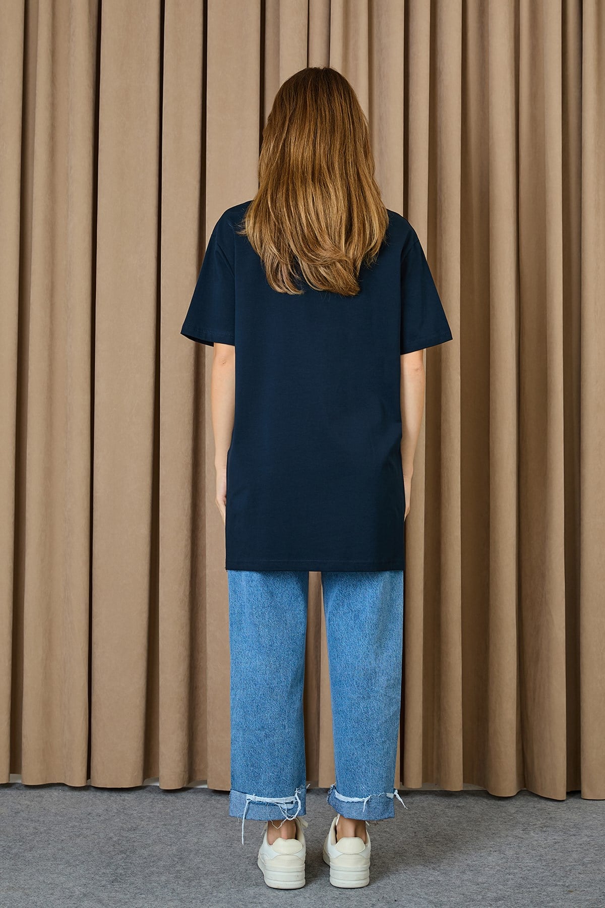 Kadın Basic T-shirt - 30727TSH - Lacivert Tshirt Soul 