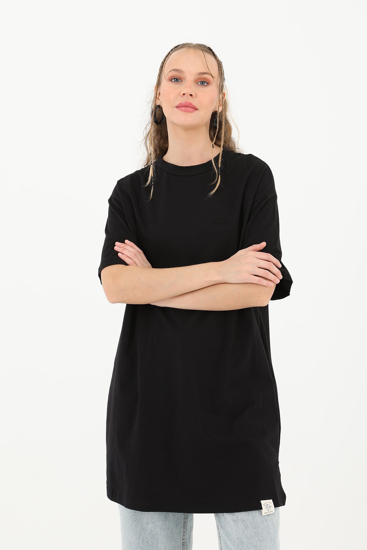Kadın Basic T-shirt - 30727TSH - Siyah Tshirt Soul 