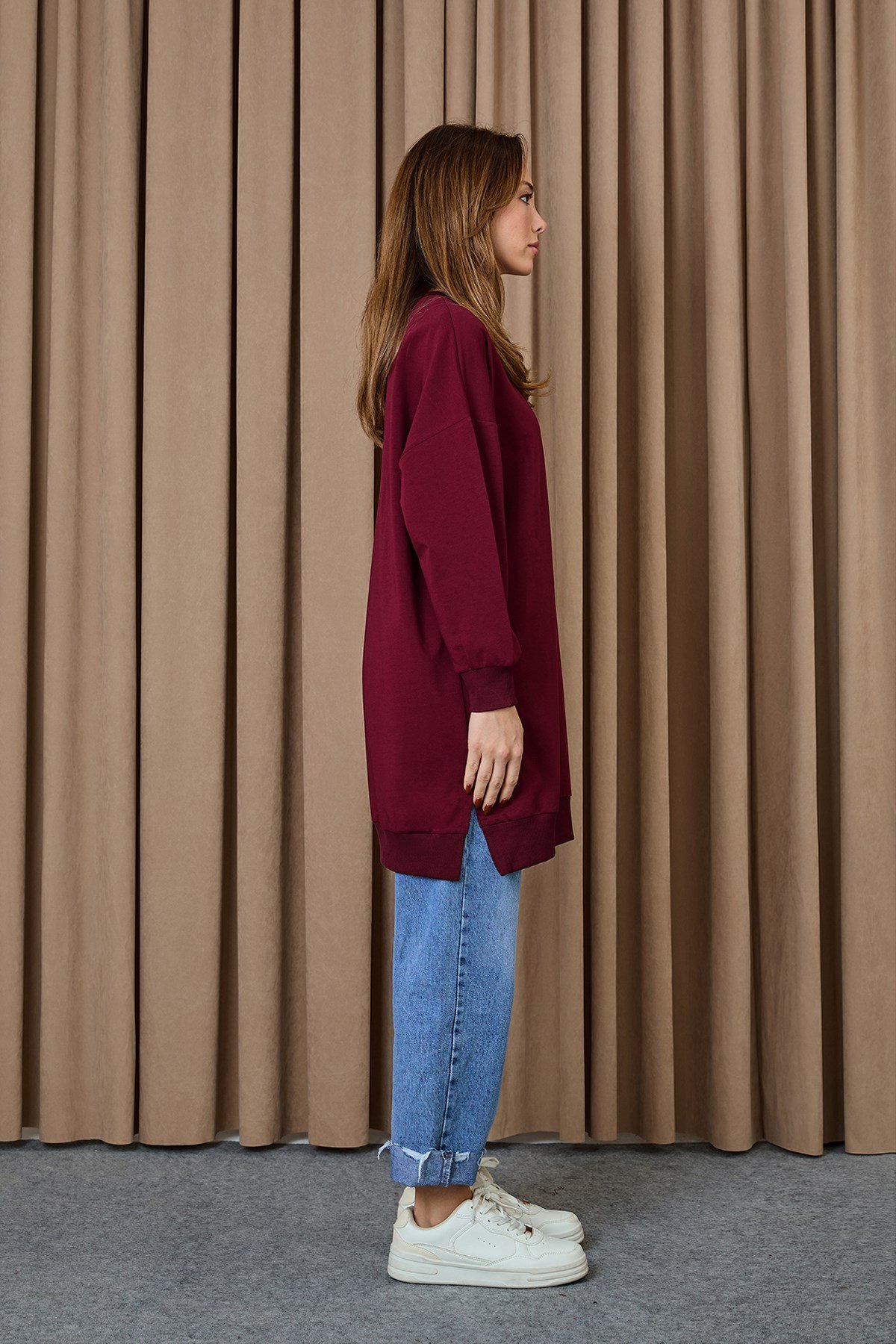 Kadın Basic Tunic - 30644TUN Bordo Tunik Soul 