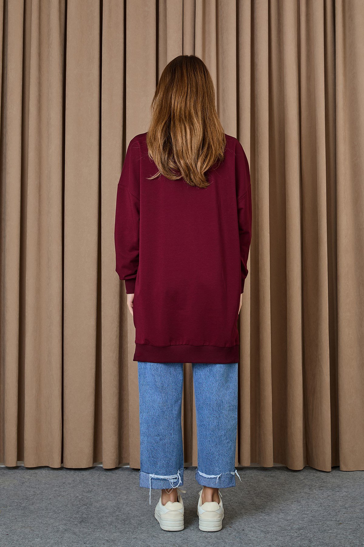 Kadın Basic Tunic - 30644TUN Bordo Tunik Soul 