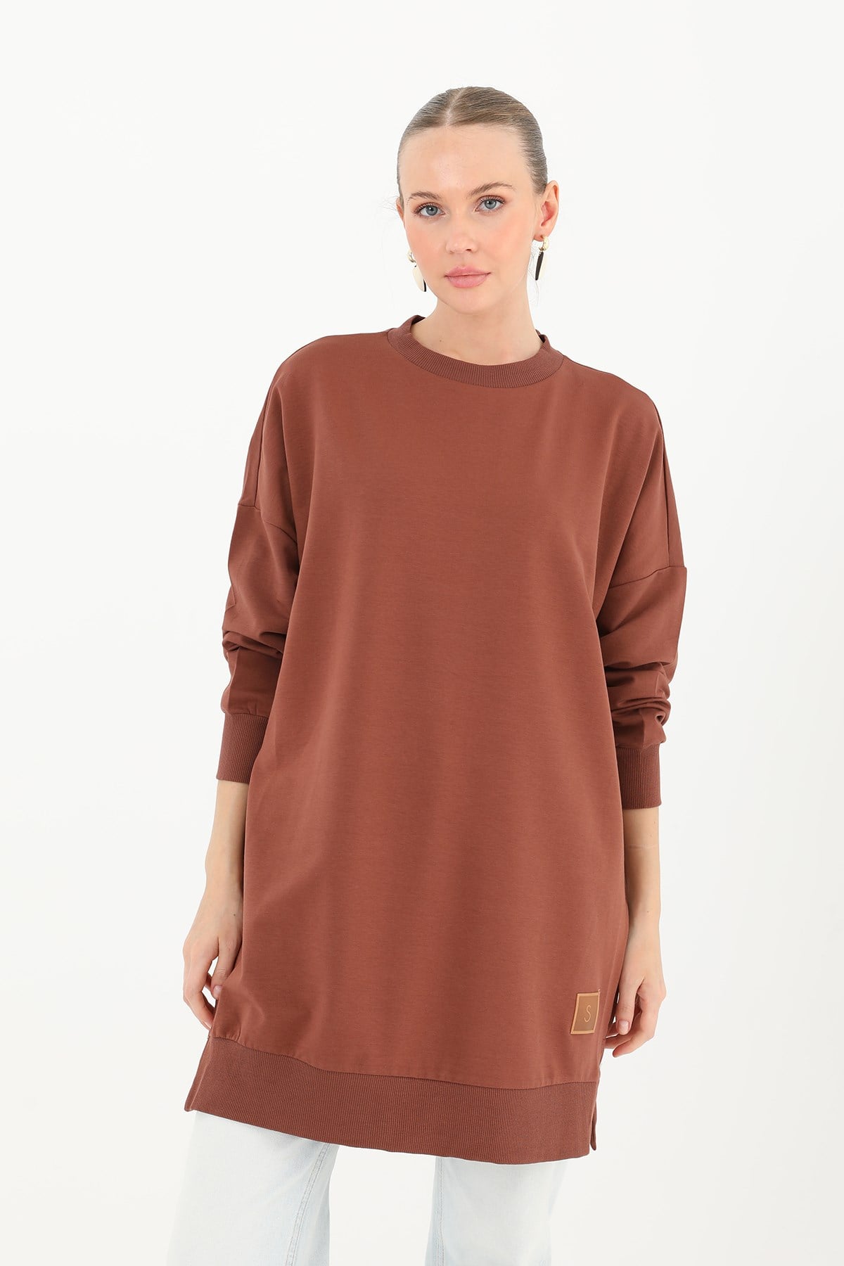 Kadın Basic Tunic - 30644TUN - Kahverengi Tunik Soul 
