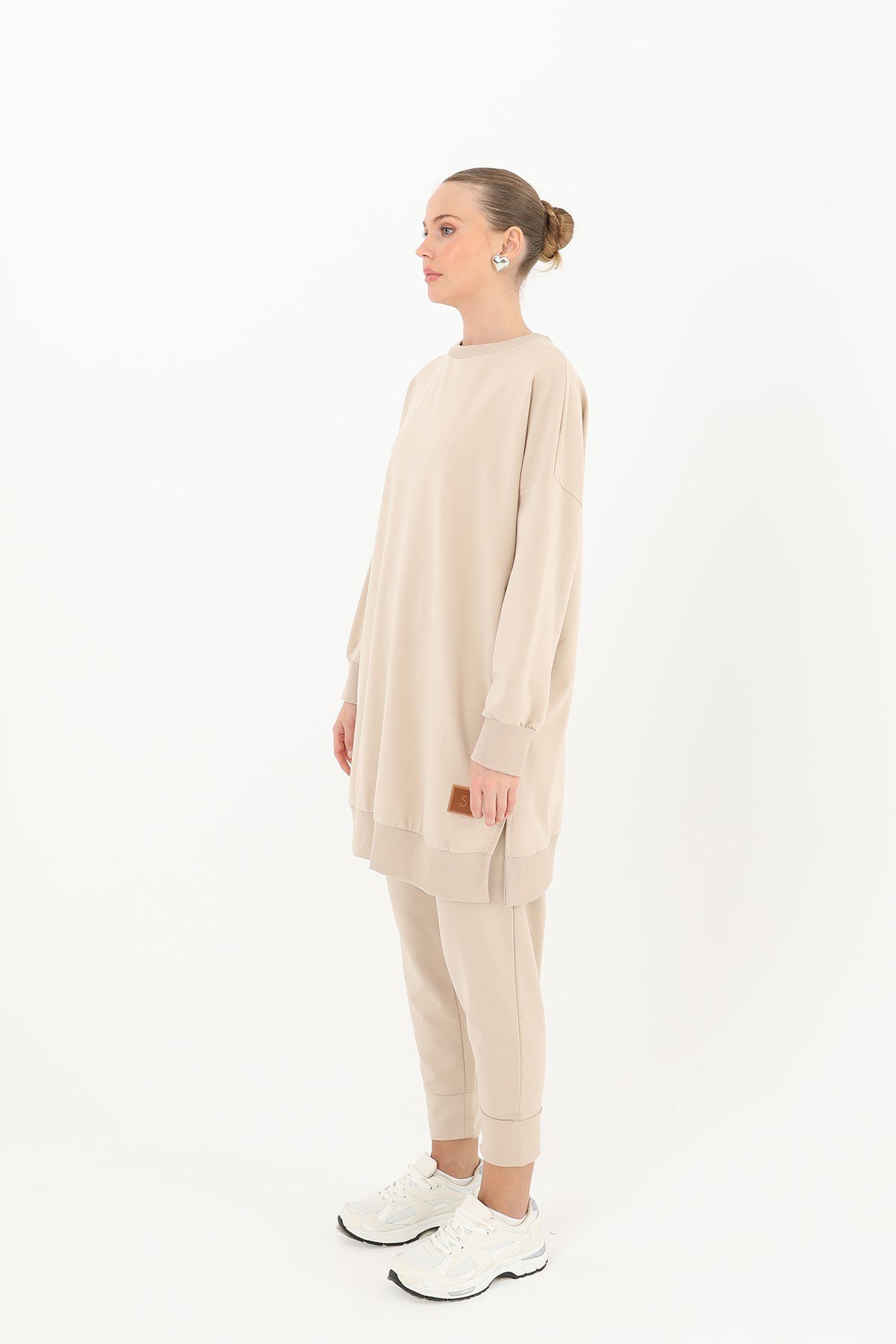 Kadın Basic Tunic - 30644TUN Koyu Bej Tunik Soul 