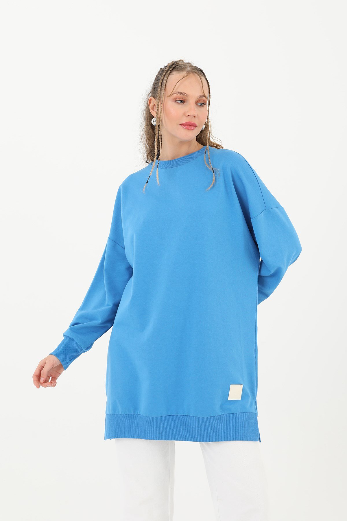 Kadın Basic Tunic - 30644TUN Mavi Tunik Soul 