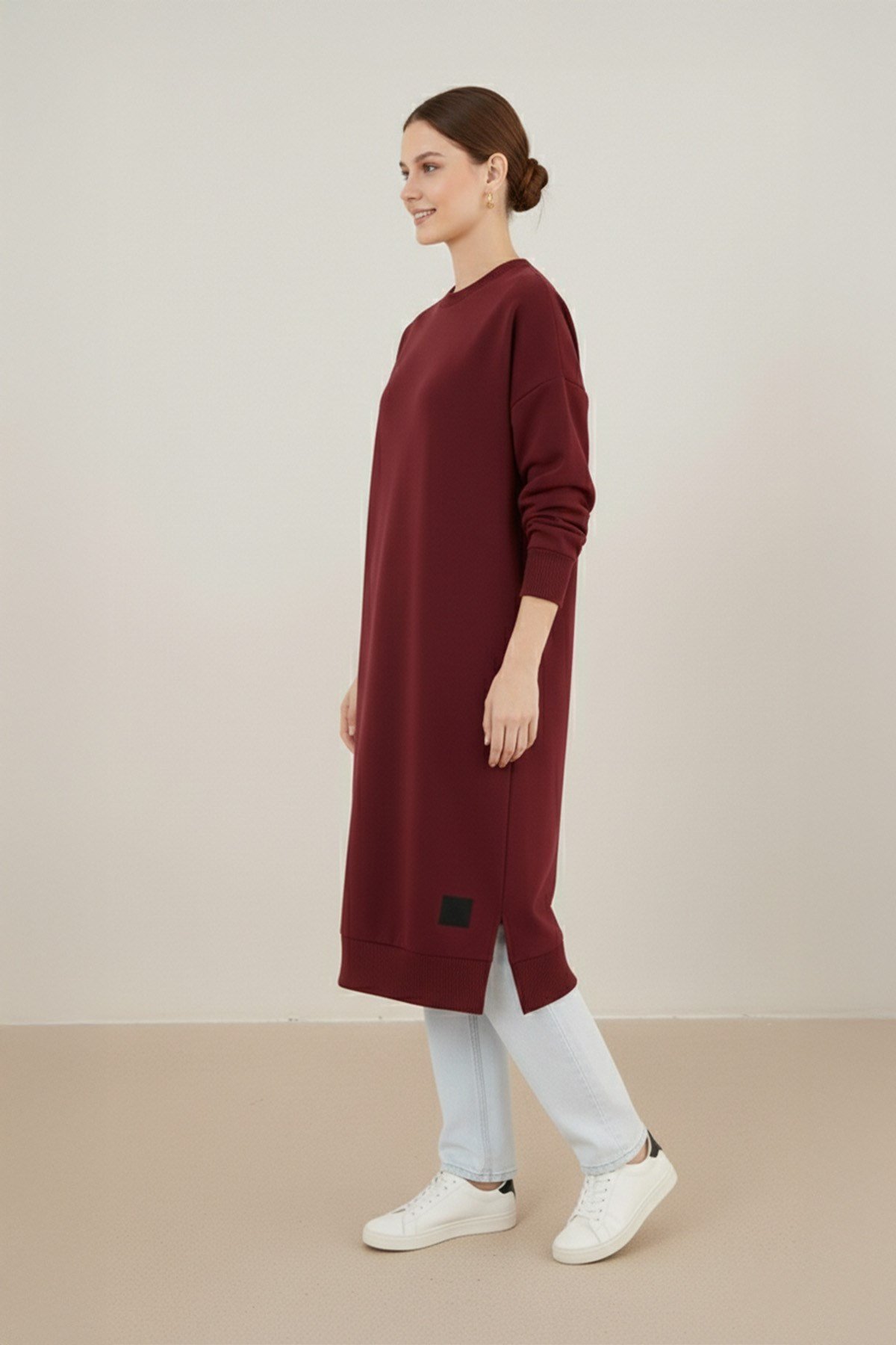 Kadın Basic Tunic - 30645TUN - Bordo Tunik Soul 