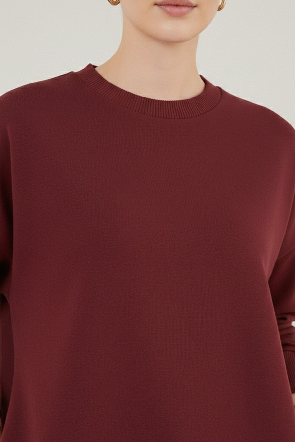 Kadın Basic Tunic - 30645TUN - Bordo Tunik Soul 