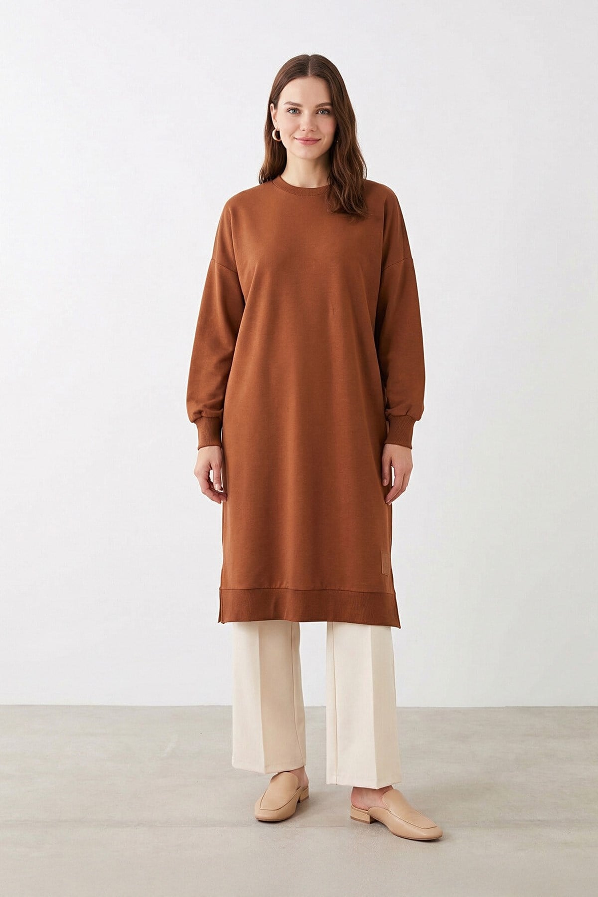 Kadın Basic Tunic - 30645TUN - Kahverengi Tunik Soul 