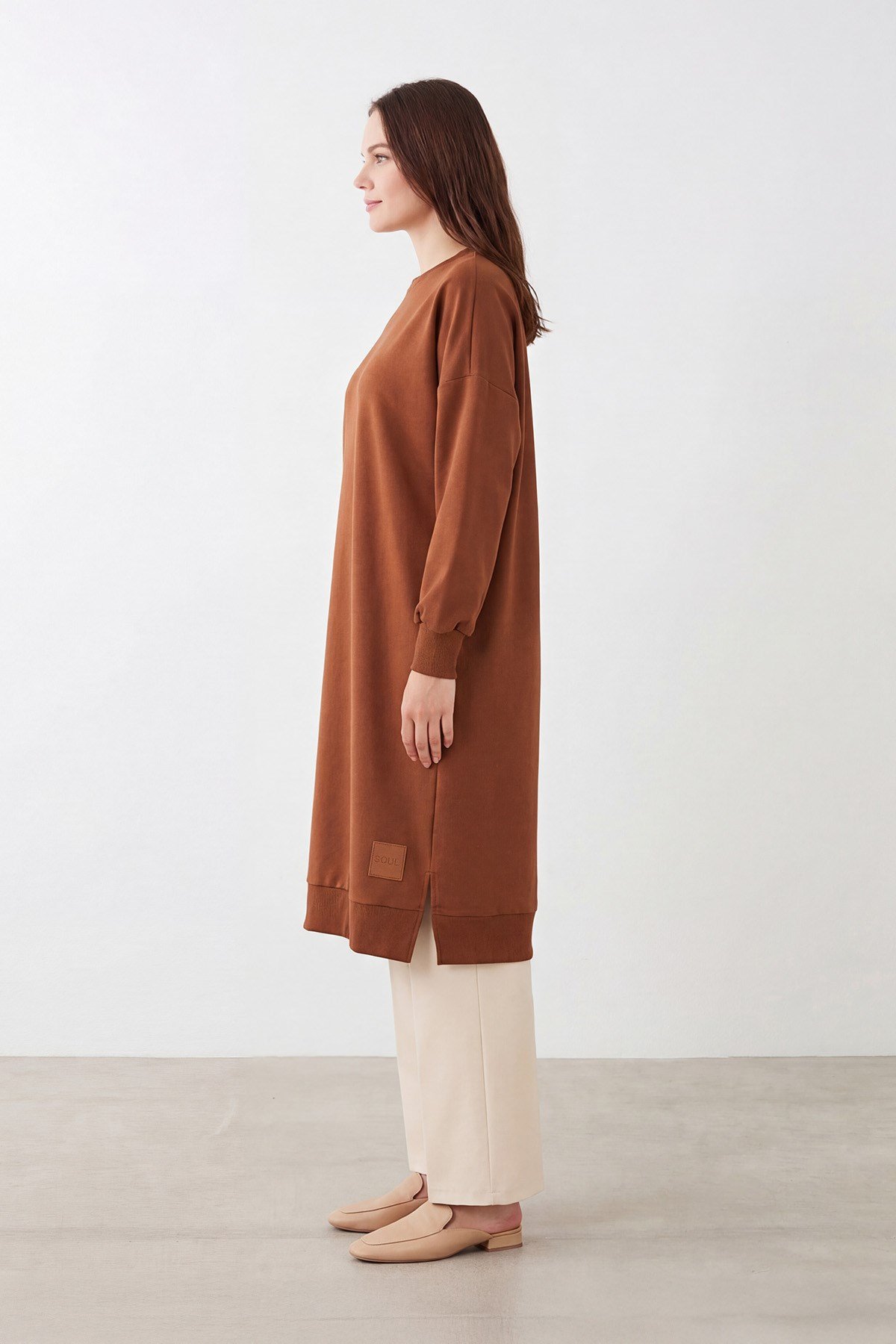 Kadın Basic Tunic - 30645TUN - Kahverengi Tunik Soul 
