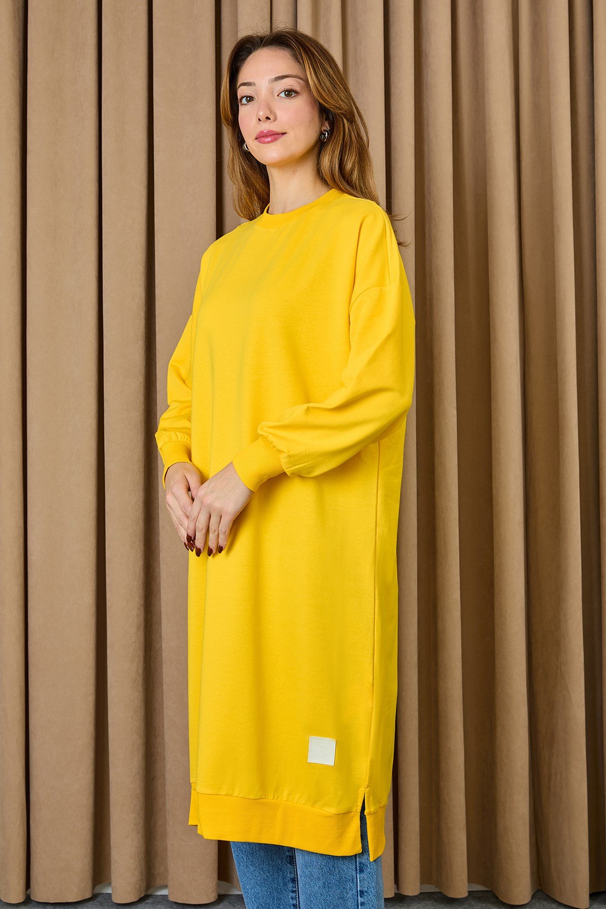 Kadın Basic Tunic - 30645TUN - Sarı Tunik Soul 