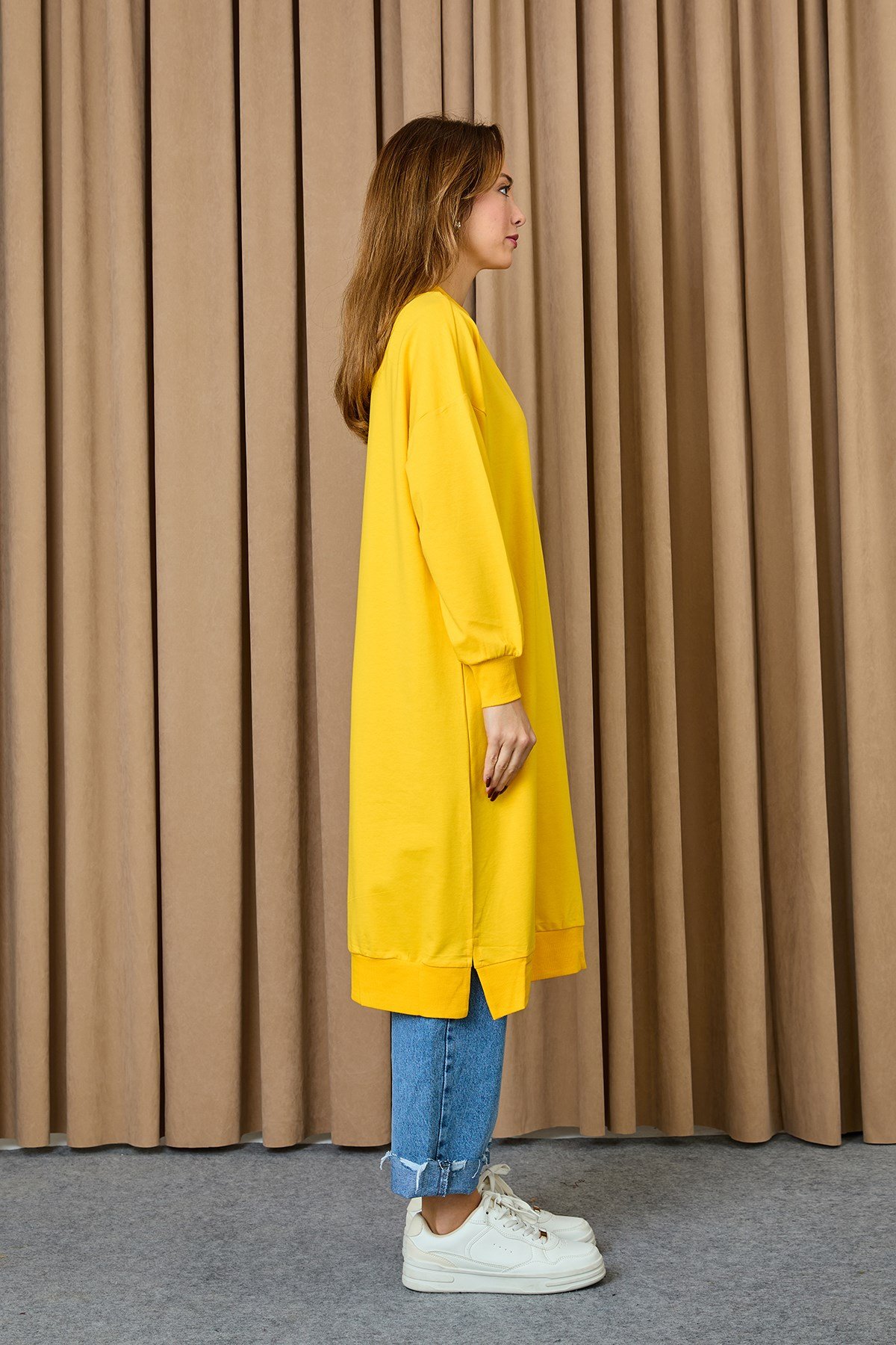 Kadın Basic Tunic - 30645TUN - Sarı Tunik Soul 