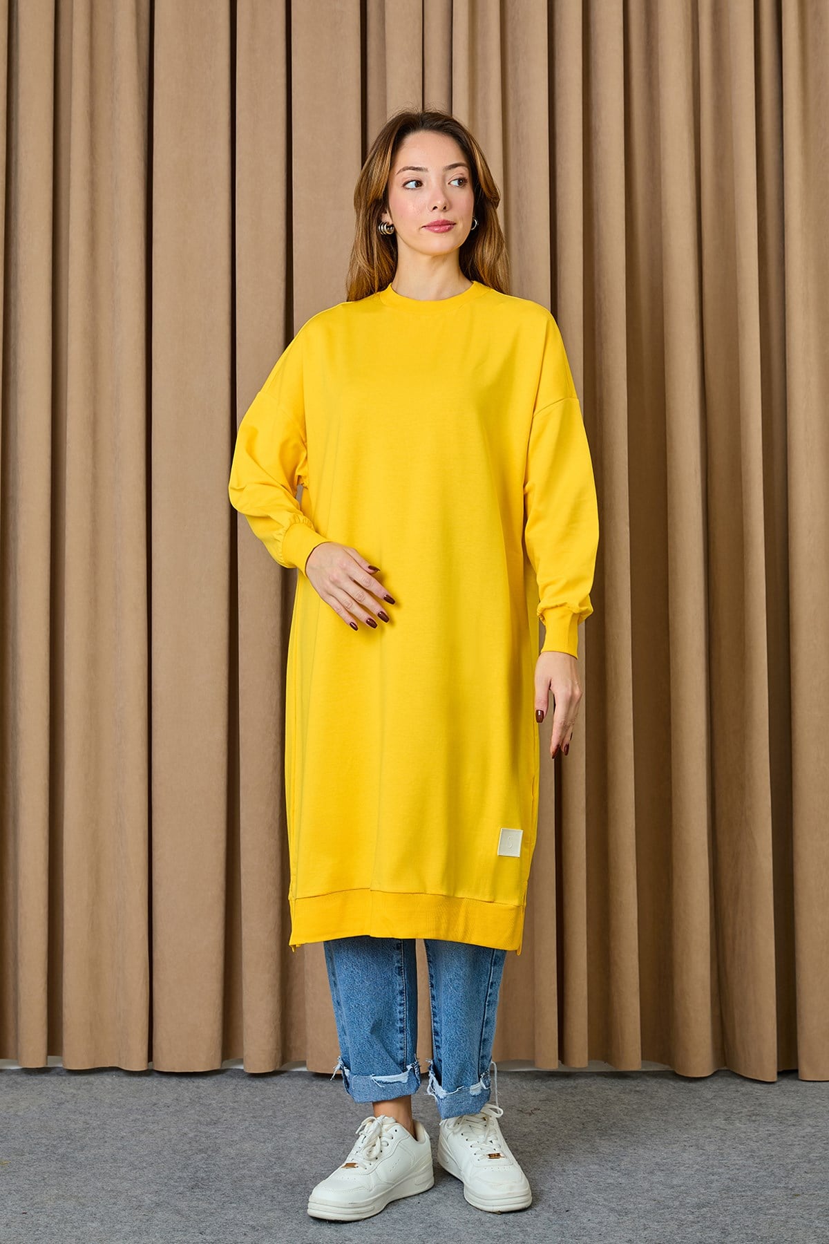 Kadın Basic Tunic - 30645TUN - Sarı Tunik Soul 