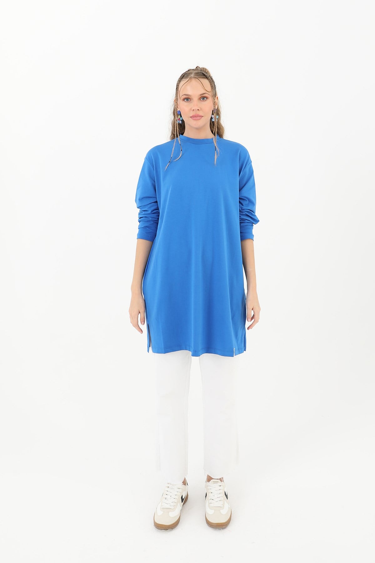 Kadın Basic Tunik - 30726TUN - Saks Mavisi Tunik Soul 