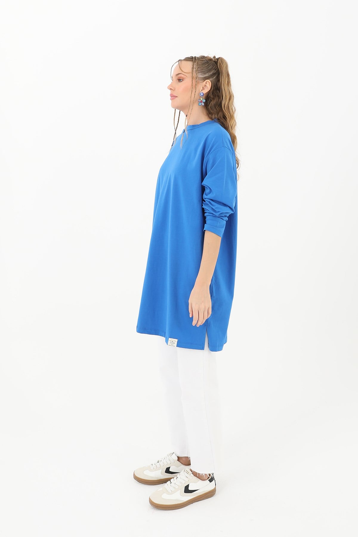 Kadın Basic Tunik - 30726TUN - Saks Mavisi Tunik Soul 