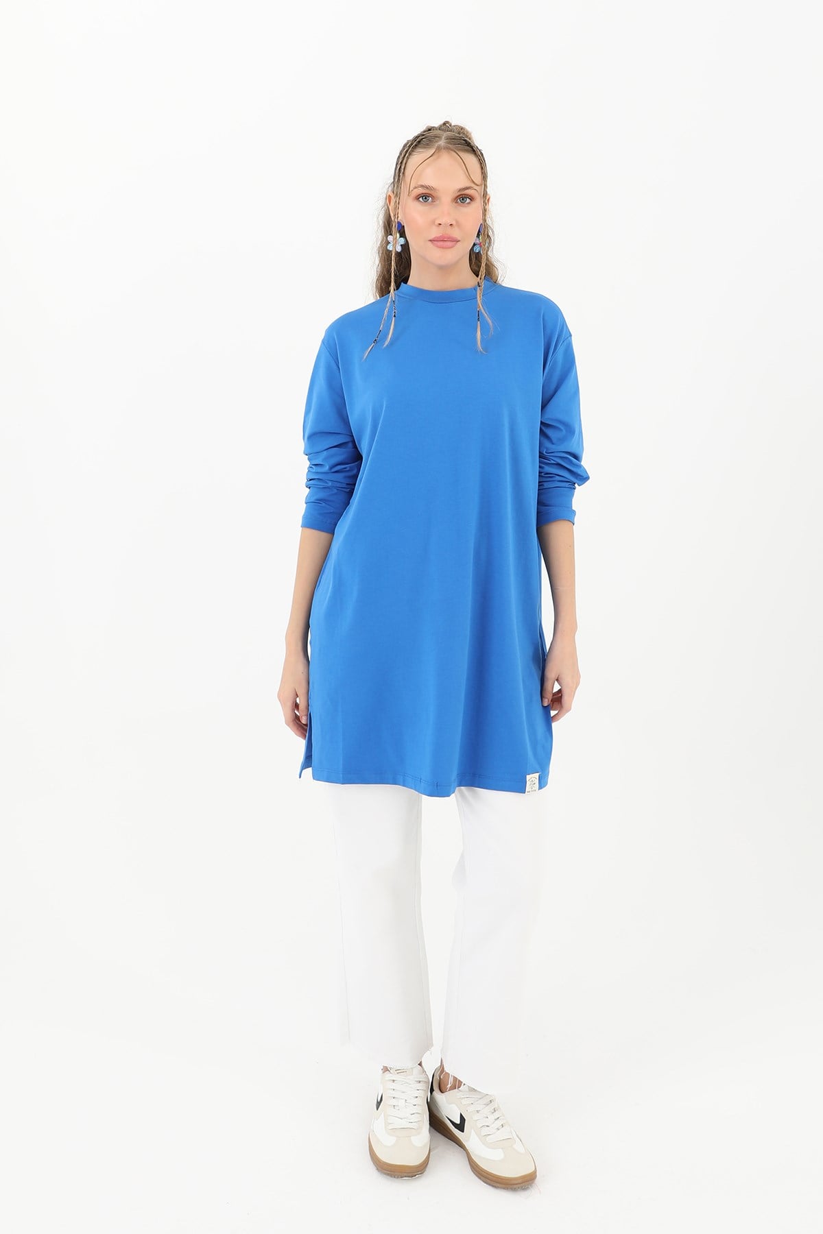Kadın Basic Tunik - 30726TUN - Saks Mavisi Tunik Soul 
