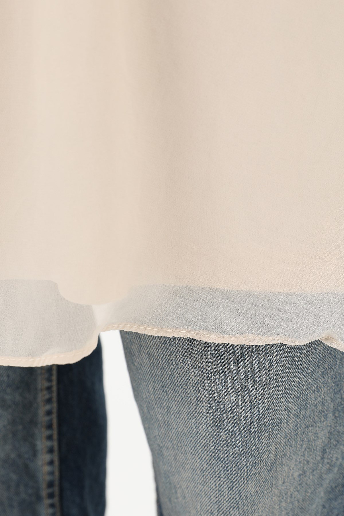 Kadın Basic Uzun T-Shirt -10271TUN Bej Tunik Puane 