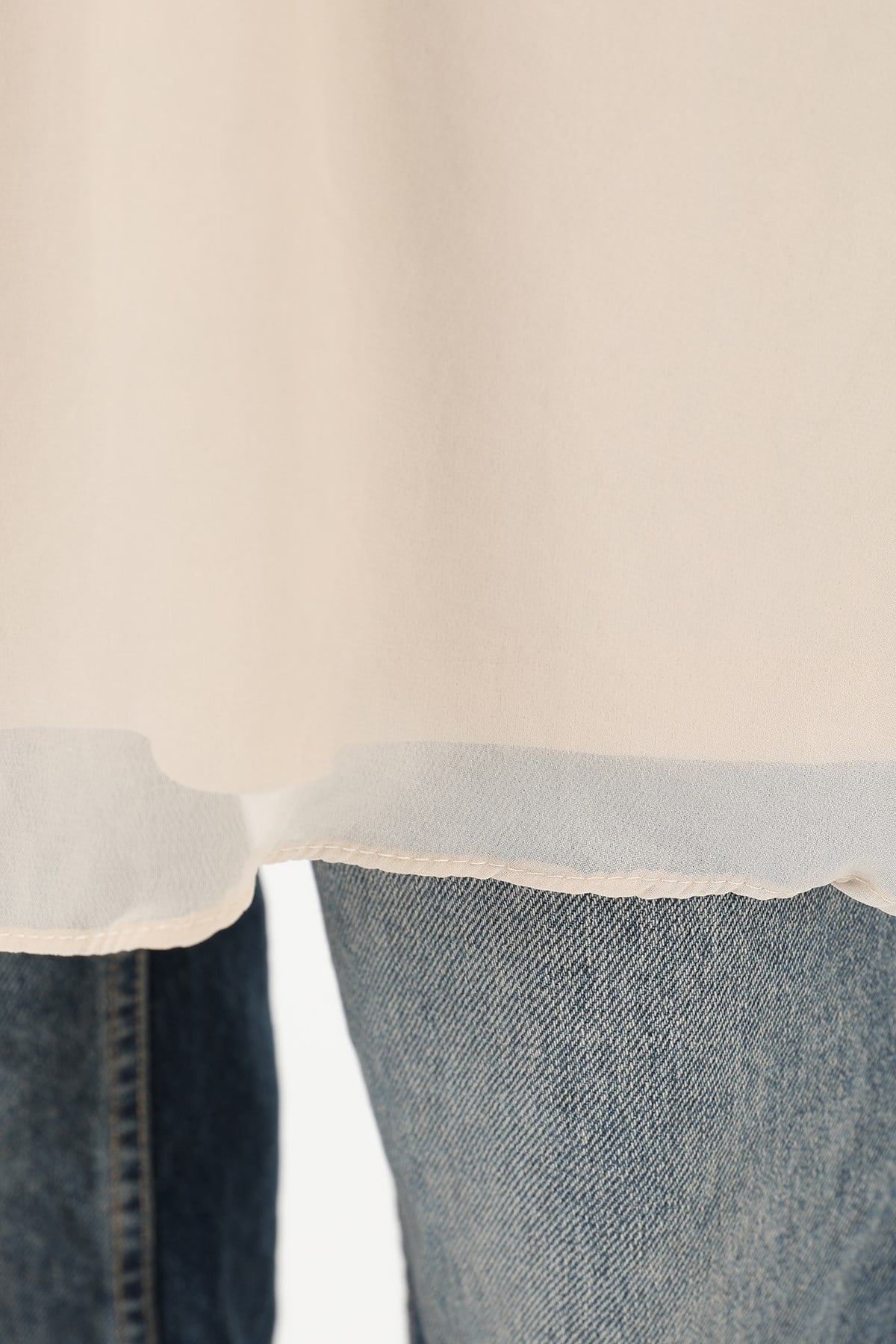 Kadın Basic Uzun T-Shirt -10271TUN - Bej Tunik Puane 