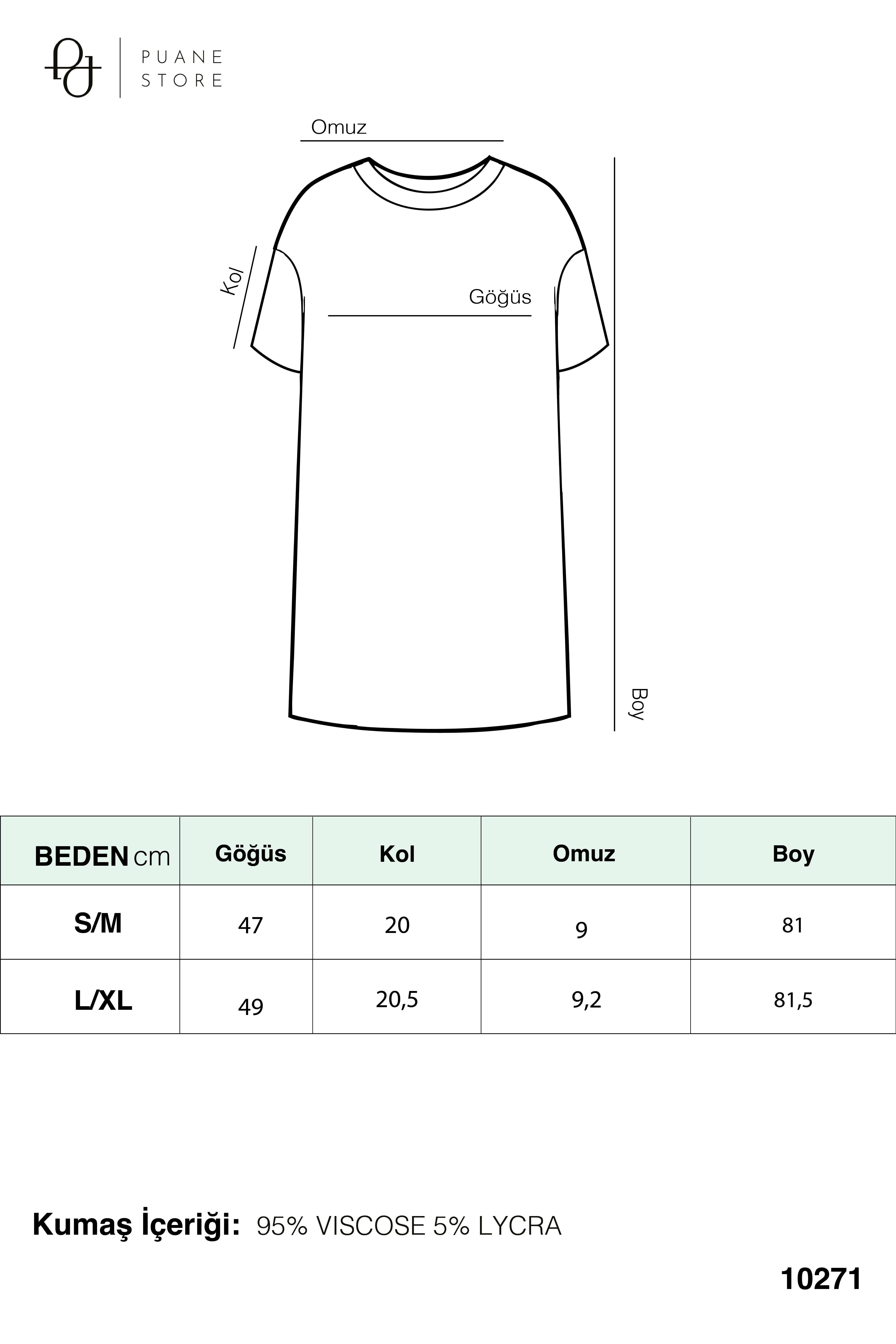 Kadın Basic Uzun T-Shirt -10271TUN Lacivert Tunik Puane 