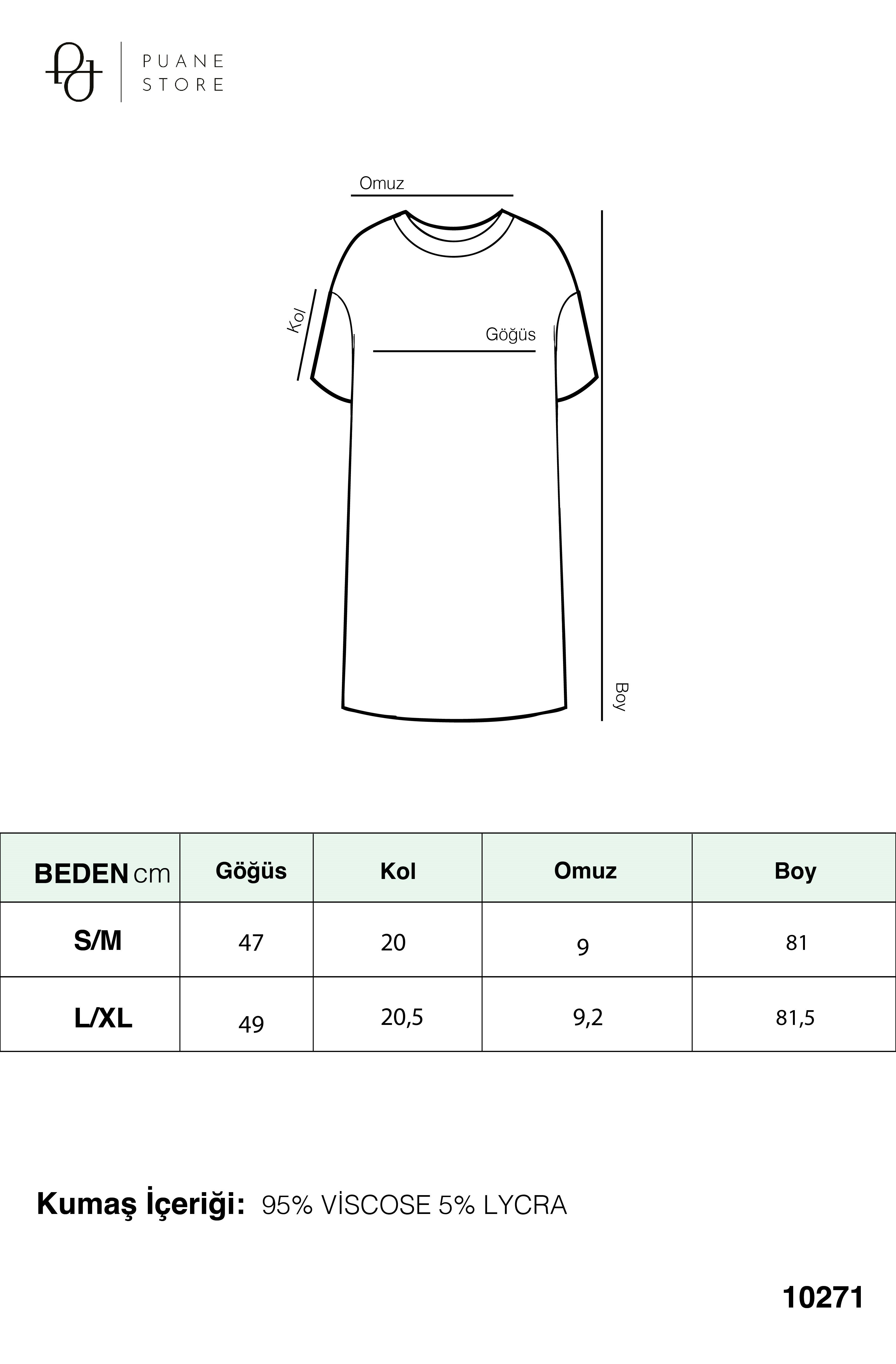Kadın Basic Uzun T-Shirt -10271TUN Siyah Tunik Puane 