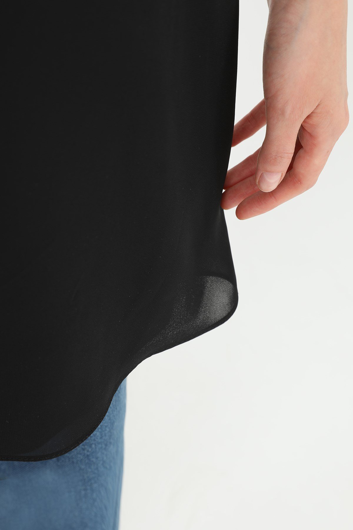 Kadın Basic Uzun T-Shirt -10271TUN Siyah Tunik Puane 