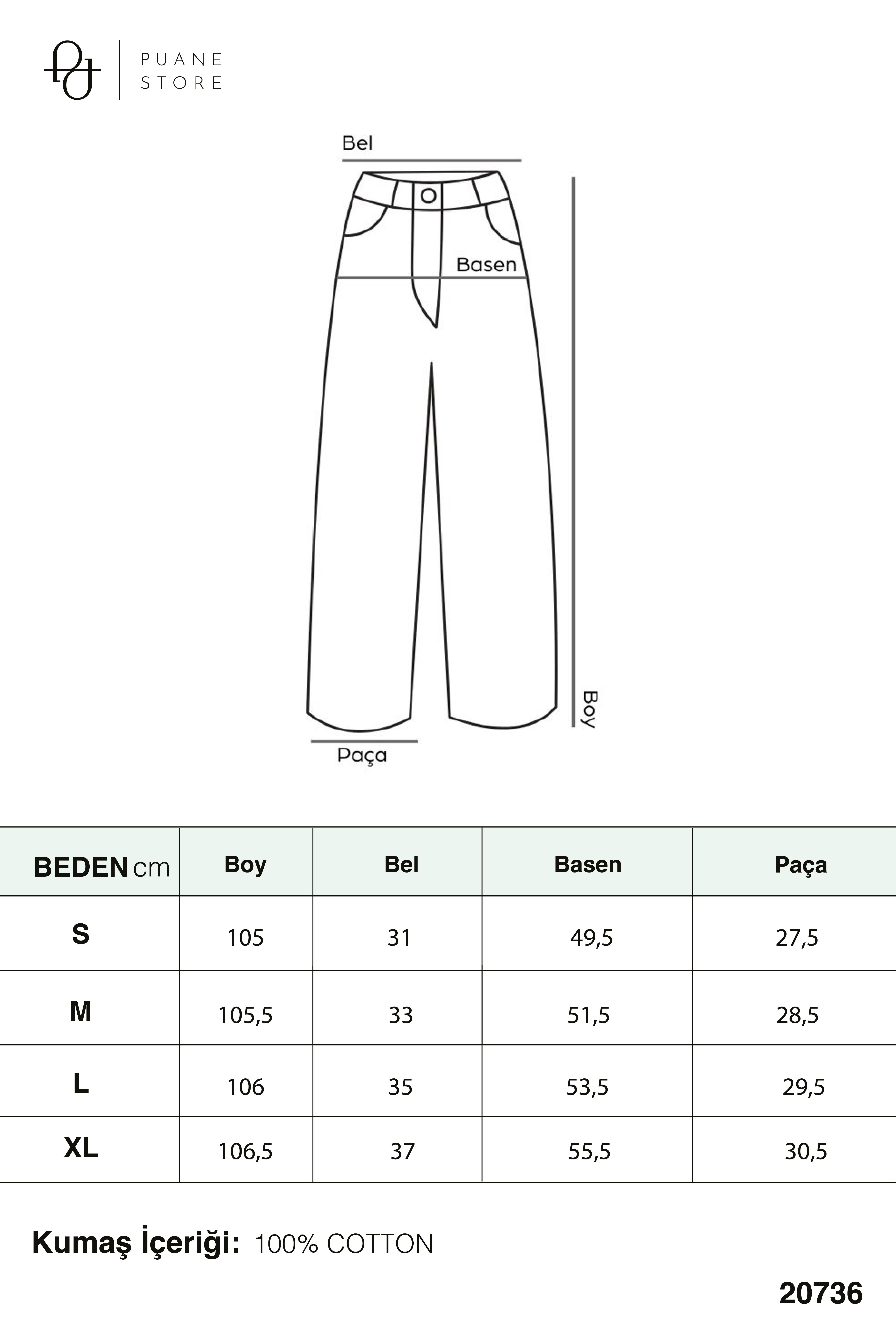 Kadın Bol Paça Keten Pantolon -20736PNT - Kahverengi Pantolon Loreen 
