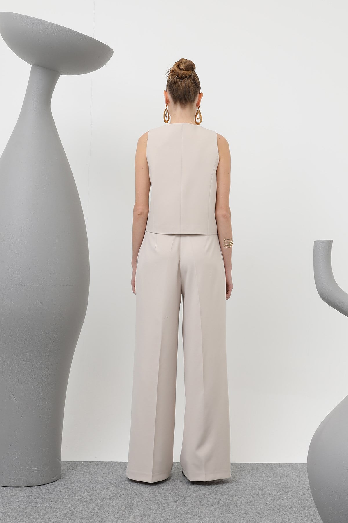 Kadın Desenli Astar Detaylı Pantolon - 32186PNT - Bej Pantolon Soul 