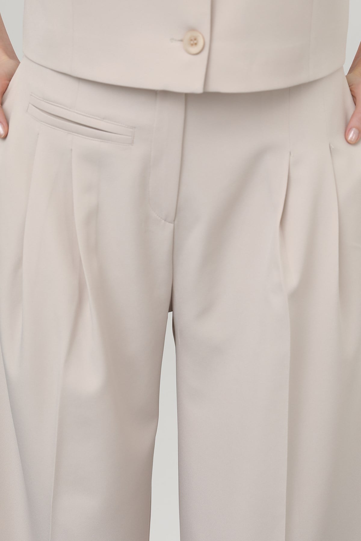 Kadın Desenli Astar Detaylı Pantolon - 32186PNT - Bej Pantolon Soul 