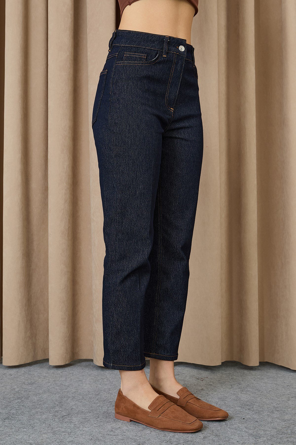 Kadın Dikiş Detaylı Denim Pantolon - 18271PNT - Lacivert Pantolon Puane 