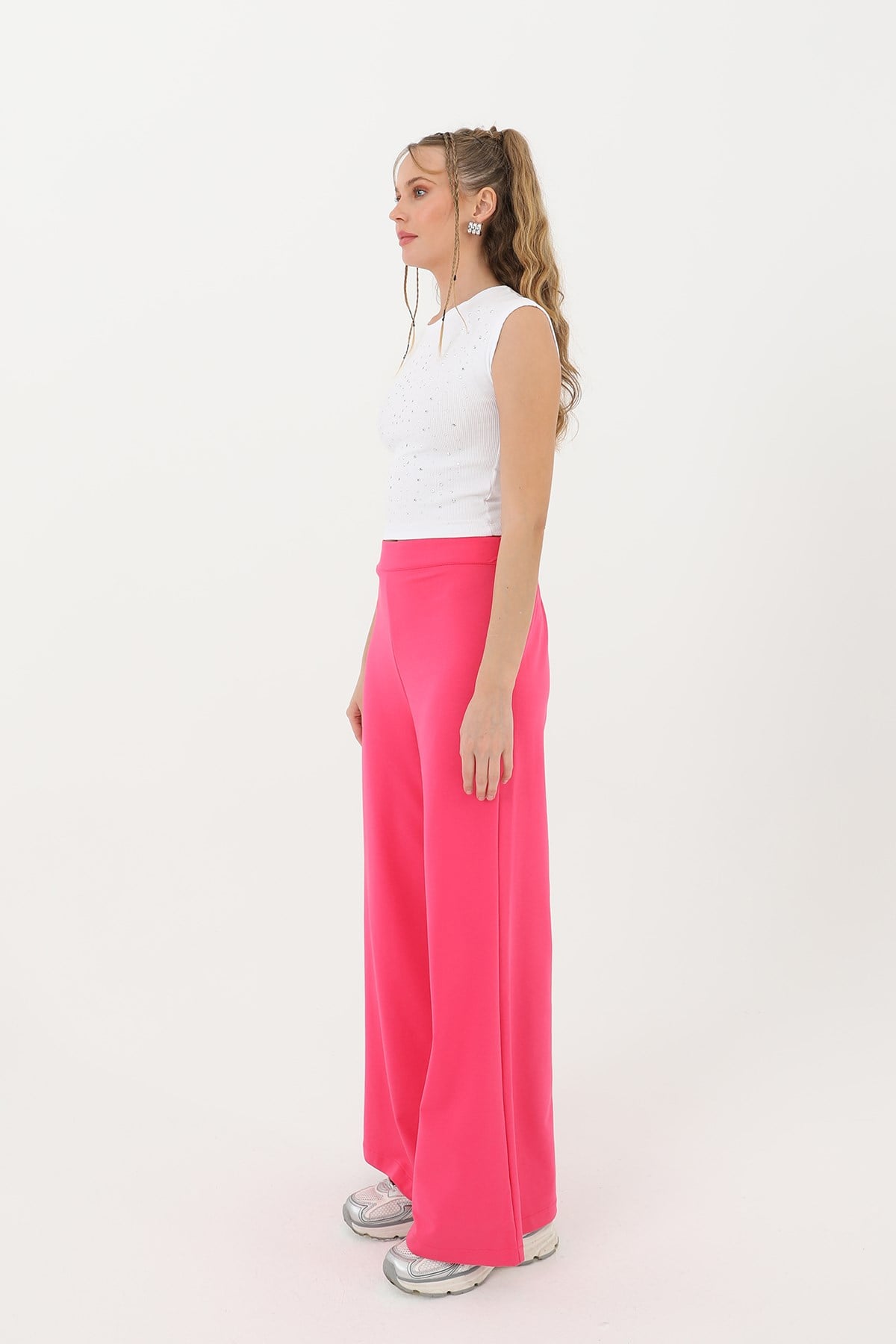 Kadın Geniş Paça Pantolon - 30007PNT Fuşya Pantolon Soul 