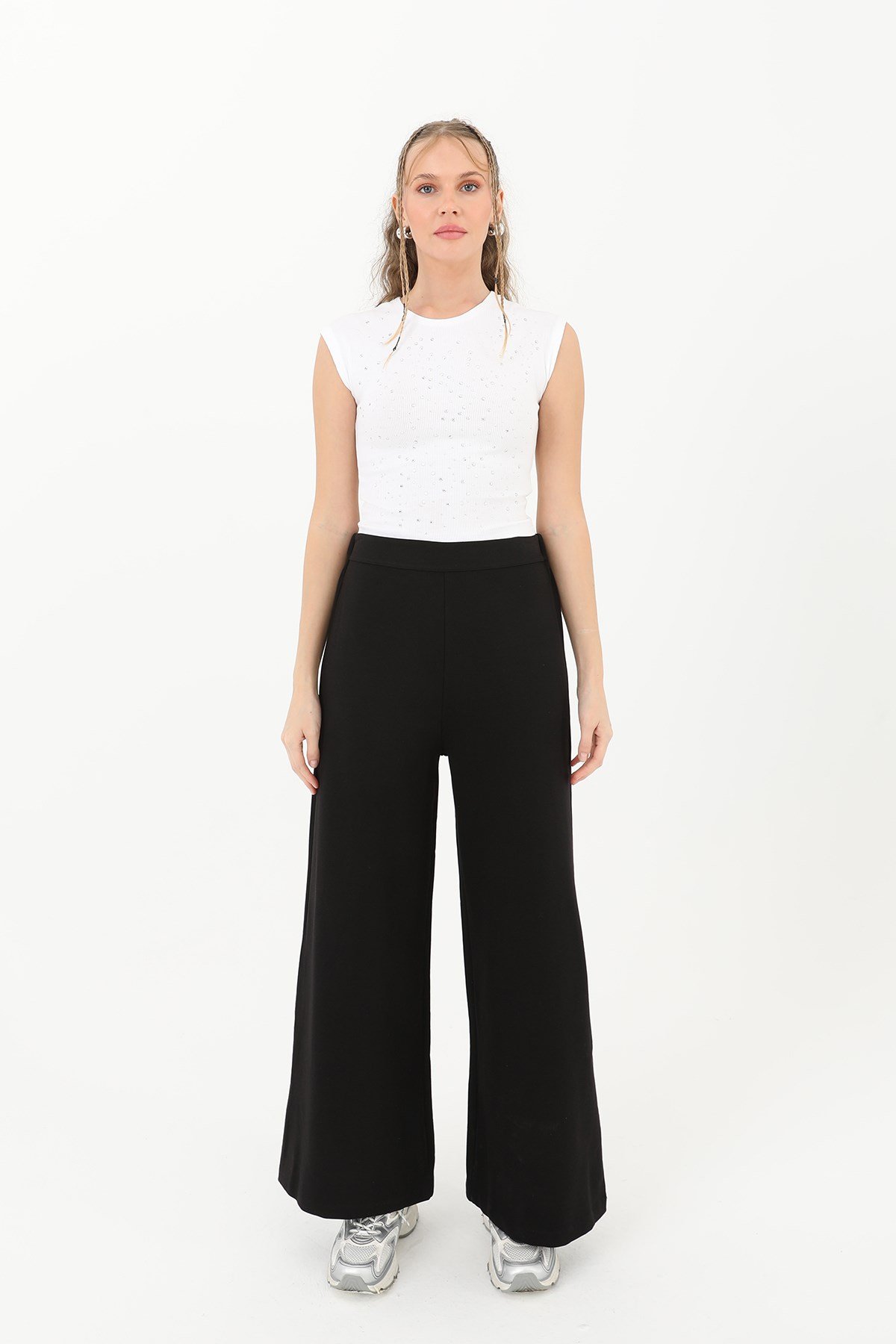 Kadın Geniş Paça Pantolon - 30007PNT - Siyah Pantolon Soul 