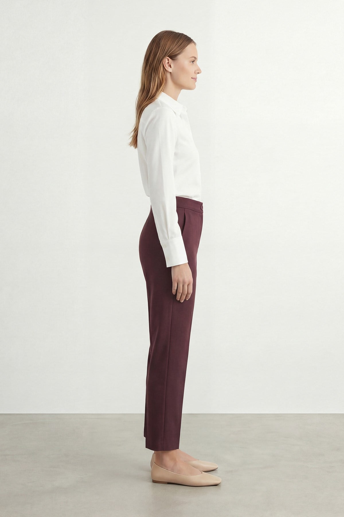 Kadın Havuç Form Kumaş Pantolon - 18118PNT - Bordo Pantolon Puane 