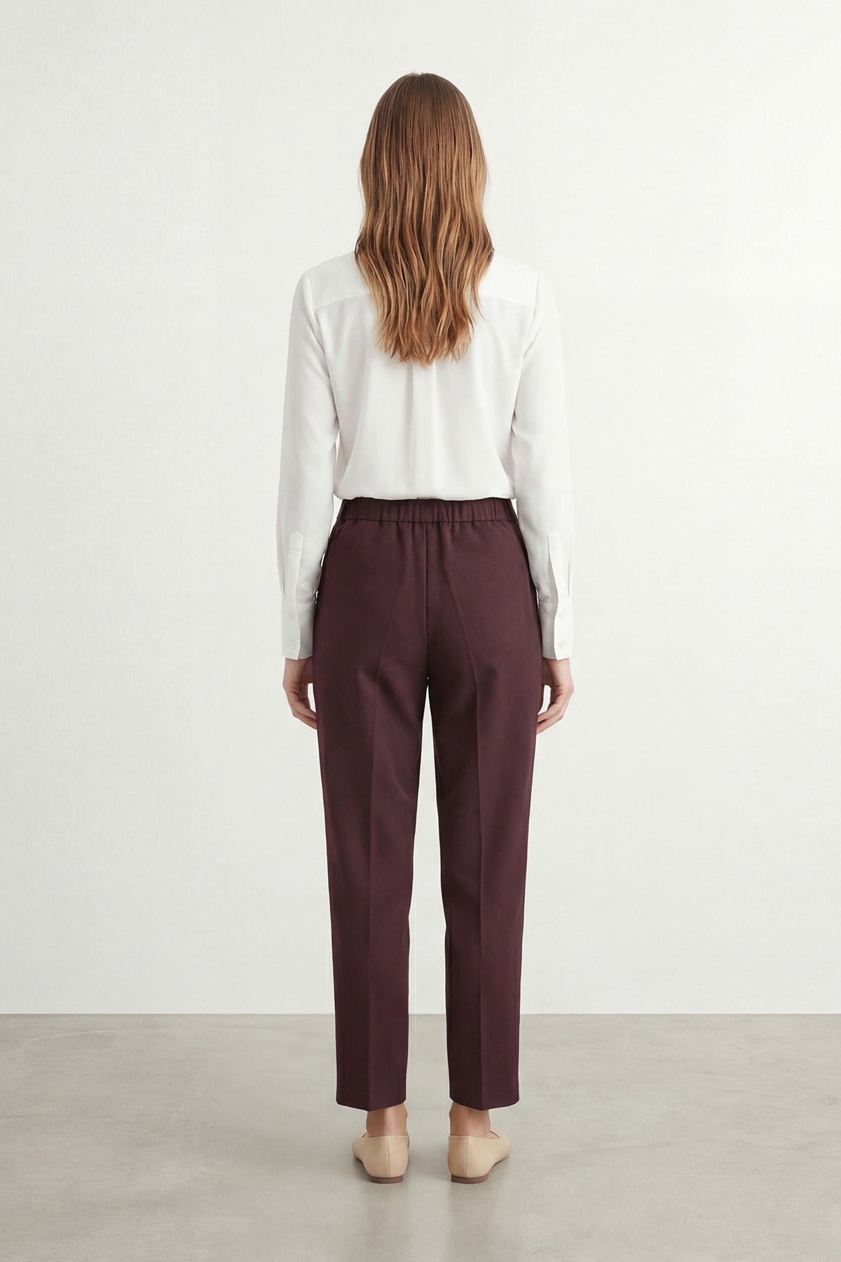 Kadın Havuç Form Kumaş Pantolon - 18118PNT - Bordo Pantolon Puane 