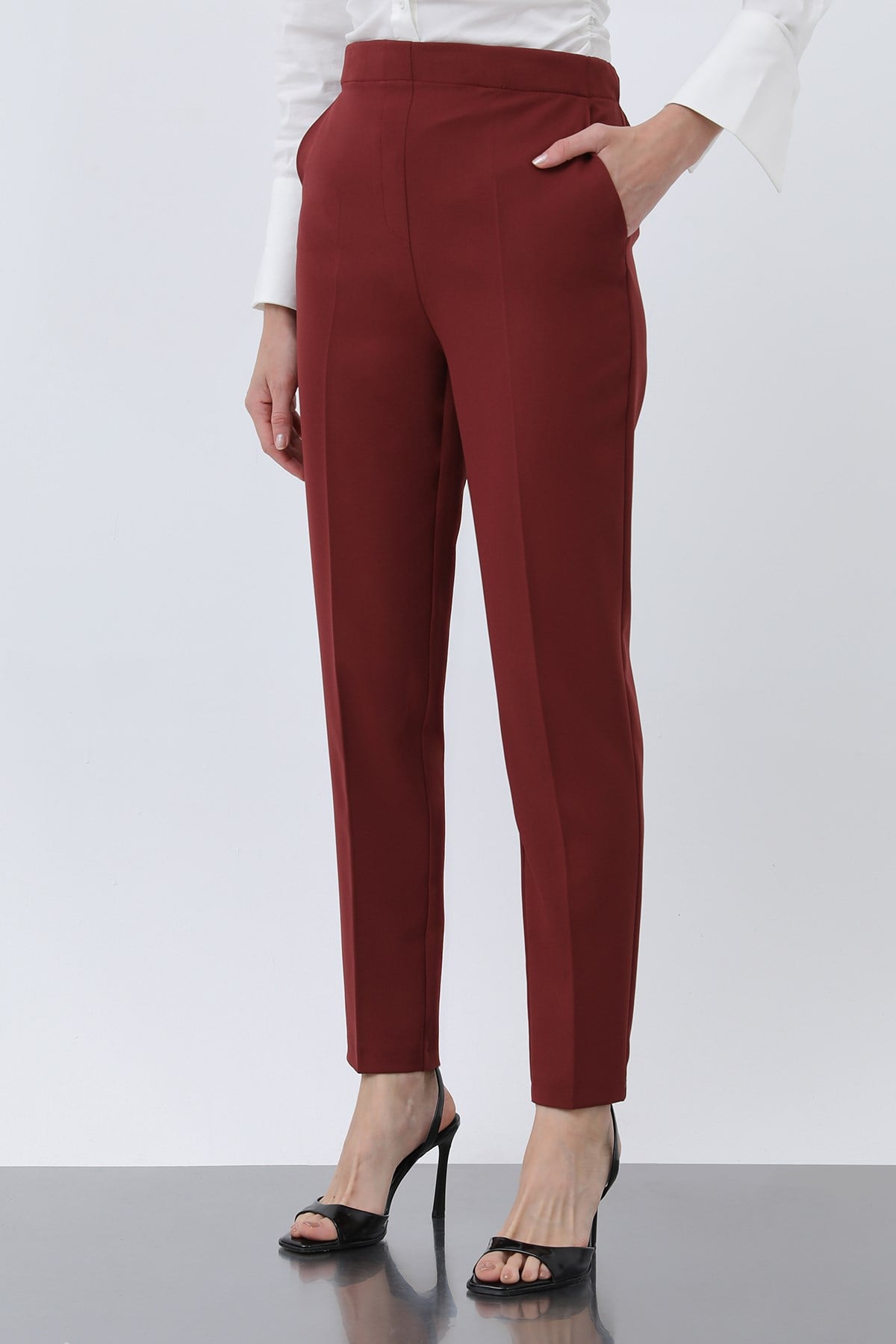 Kadın Havuç Kesim Pantolon - 18242PNT - Bordo Pantolon Puane 