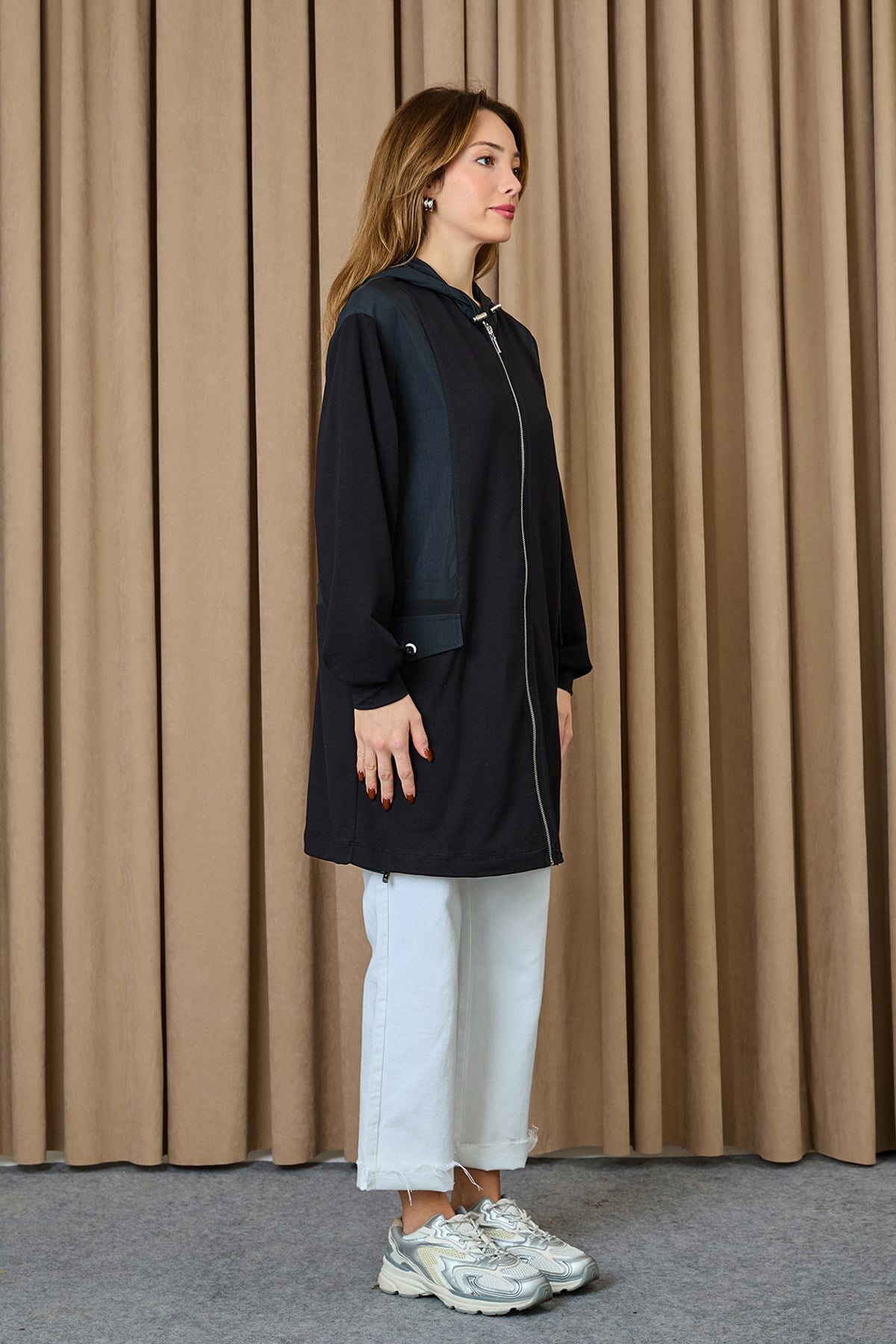 Kadın Kapüşonlu Basic Tunik - 10733TUN - Siyah Tunik Puane 