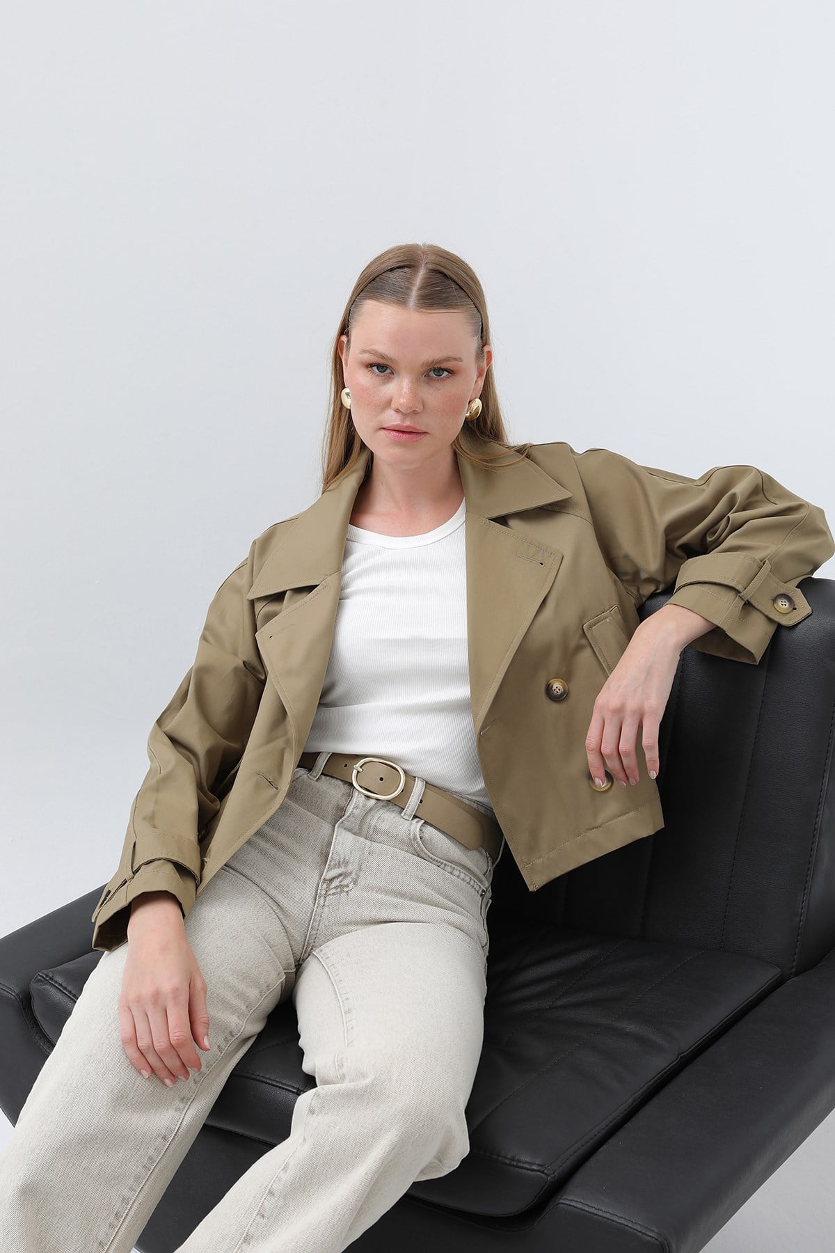 Kadın Kısa Trench - 32123TRC - Haki Trençkot Soul 