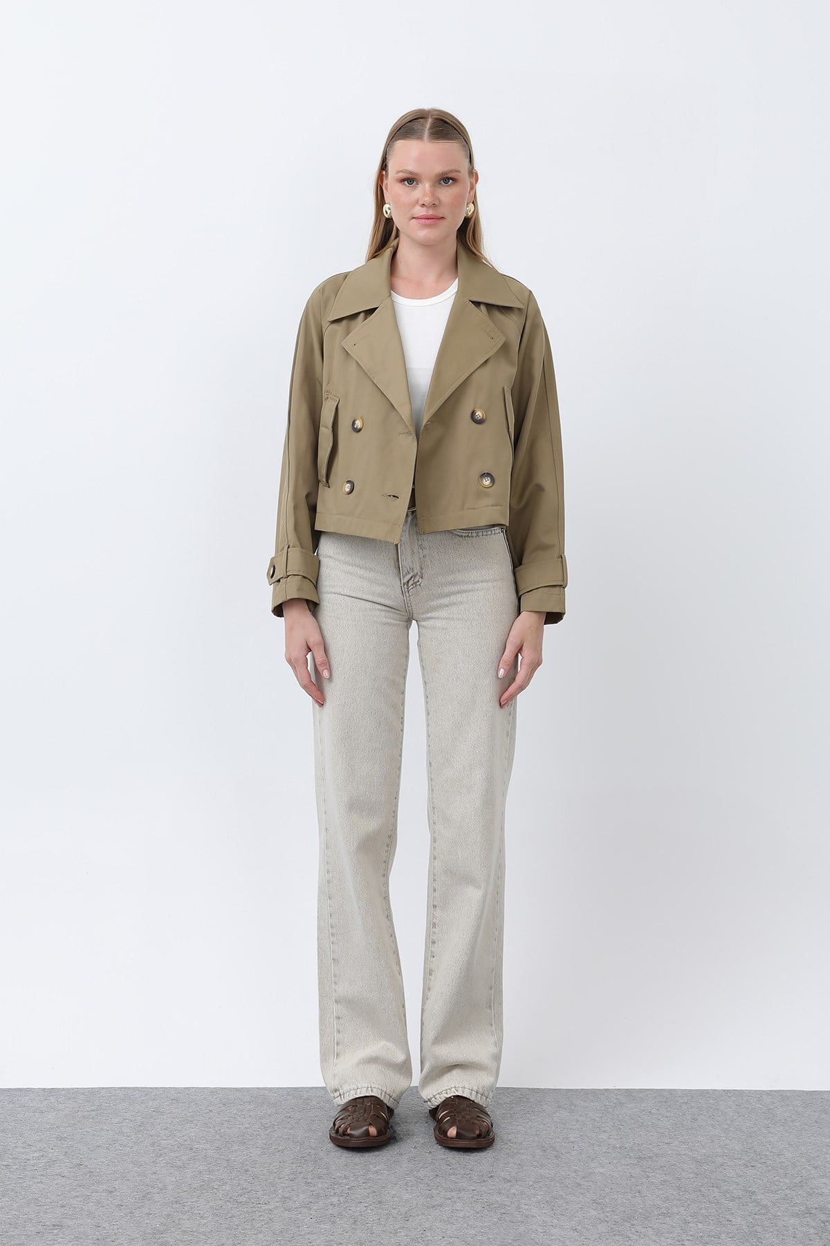Kadın Kısa Trench - 32123TRC - Haki Trençkot Soul 