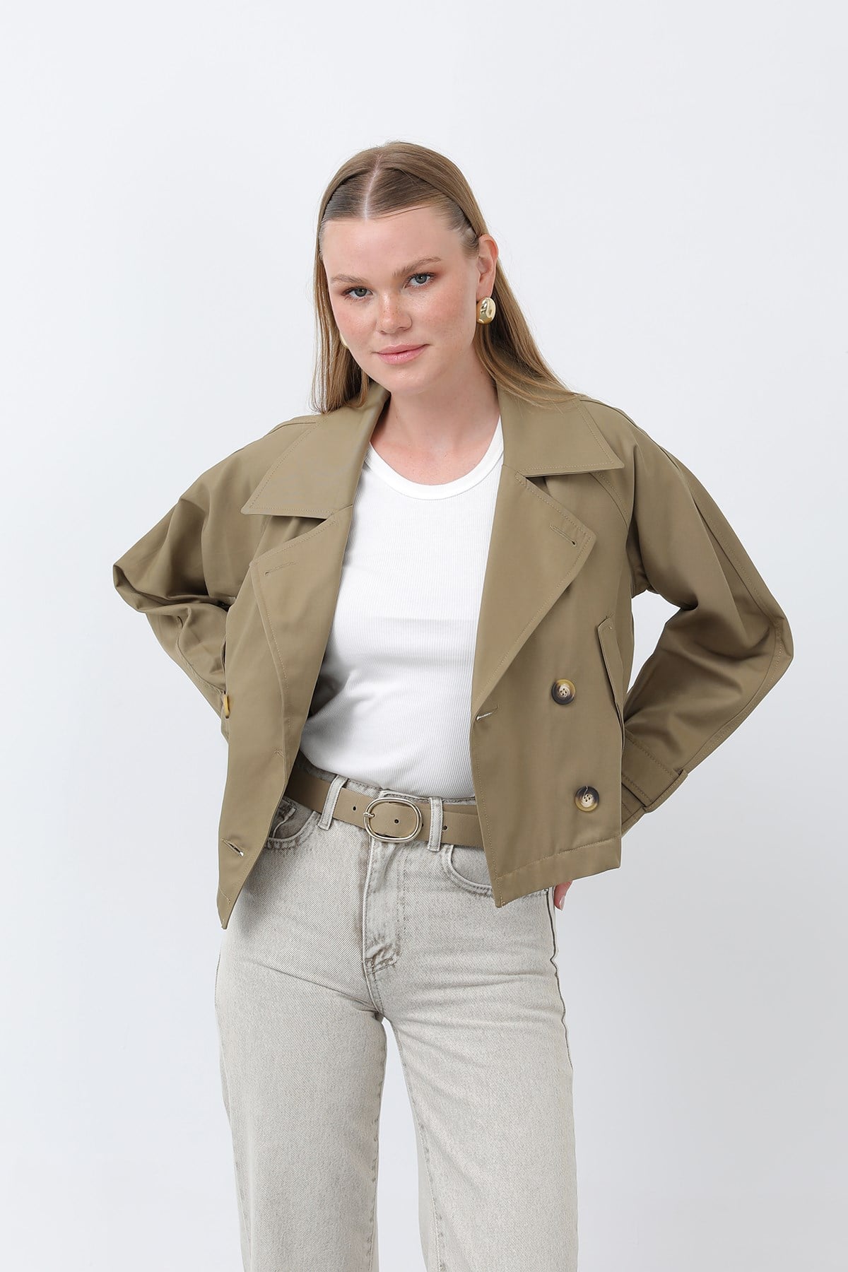 Kadın Kısa Trench - 32123TRC - Haki Trençkot Soul 