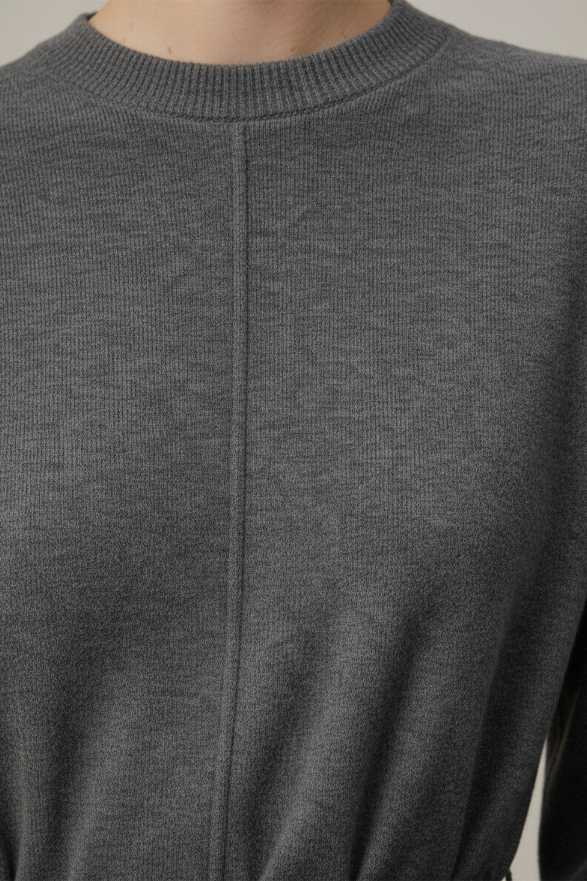 Kadın Kuşaklı Minimal Örme Tunik – 20725TBLZ - Antrasit Bluz Loreen 