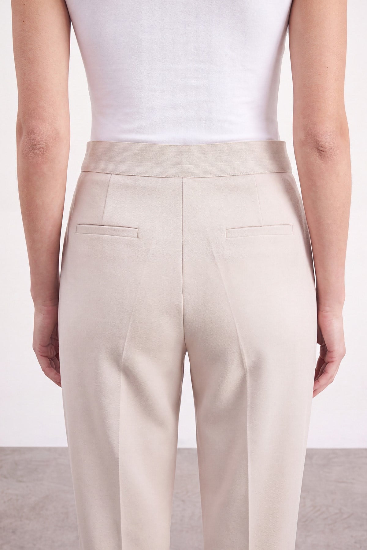 Kadın Önü Korsaj Arkası Lastik Pantolon - 18229PNT - Bej Pantolon Puane 