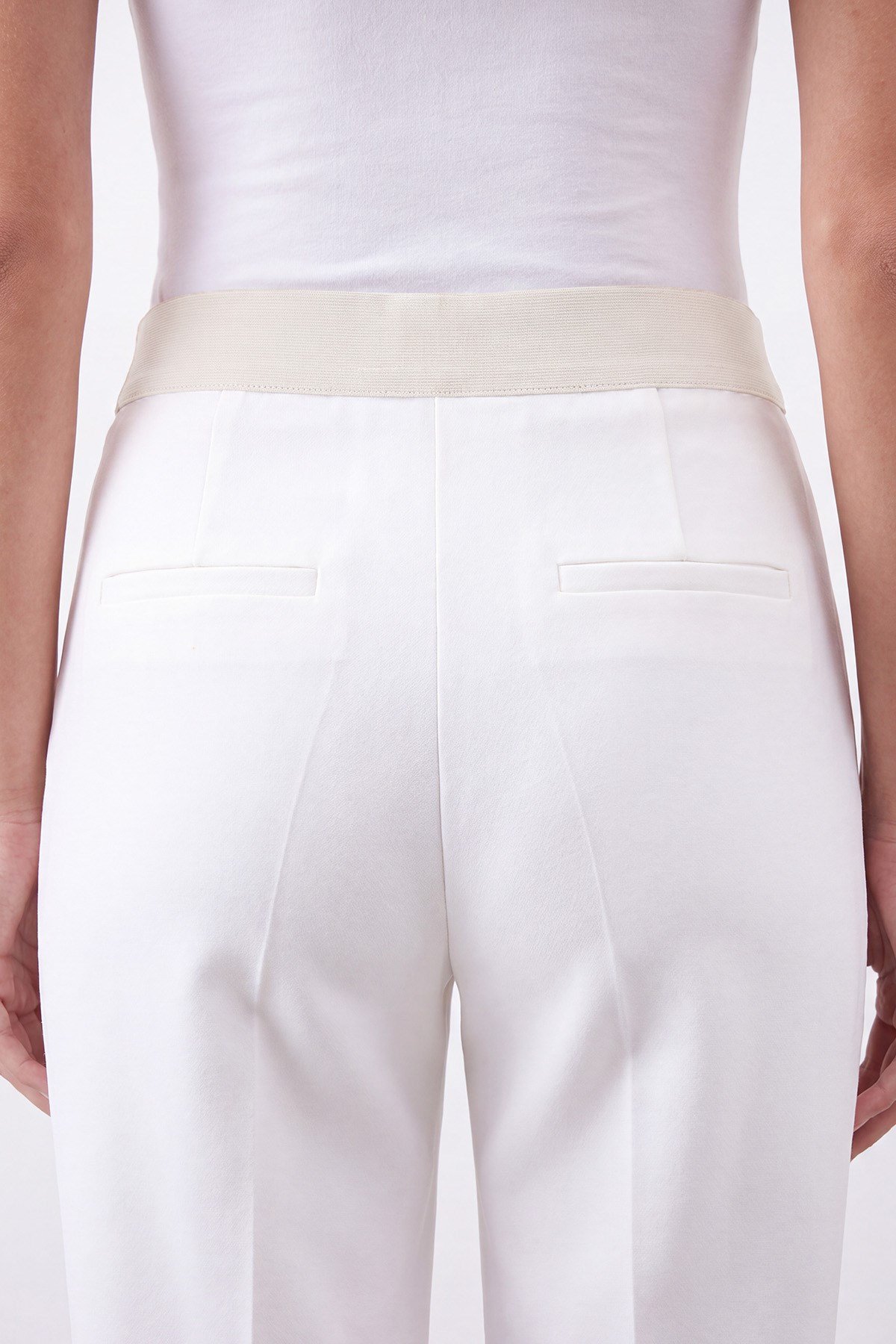Kadın Önü Korsaj Arkası Lastik Pantolon - 18229PNT - Ekru Pantolon Puane 