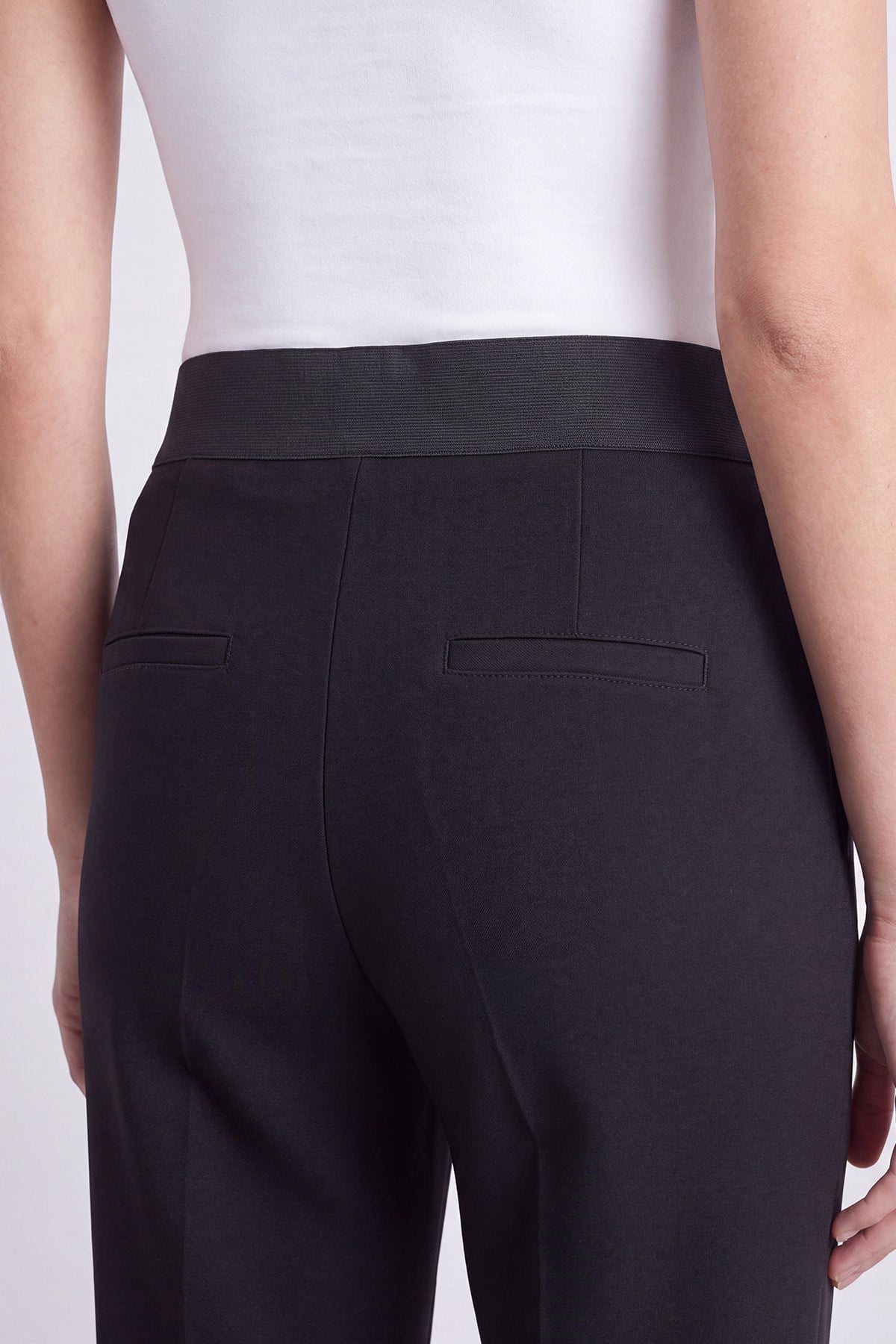 Kadın Önü Korsaj Arkası Lastik Pantolon - 18229PNT - Siyah Pantolon Puane 