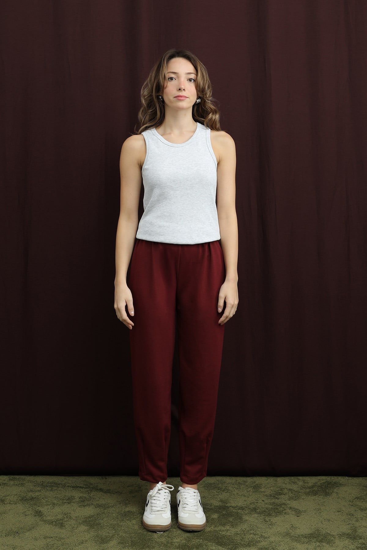Kadın Paça Detaylı Havuç Pantolon - 18269PNT - Bordo Pantolon Puane 