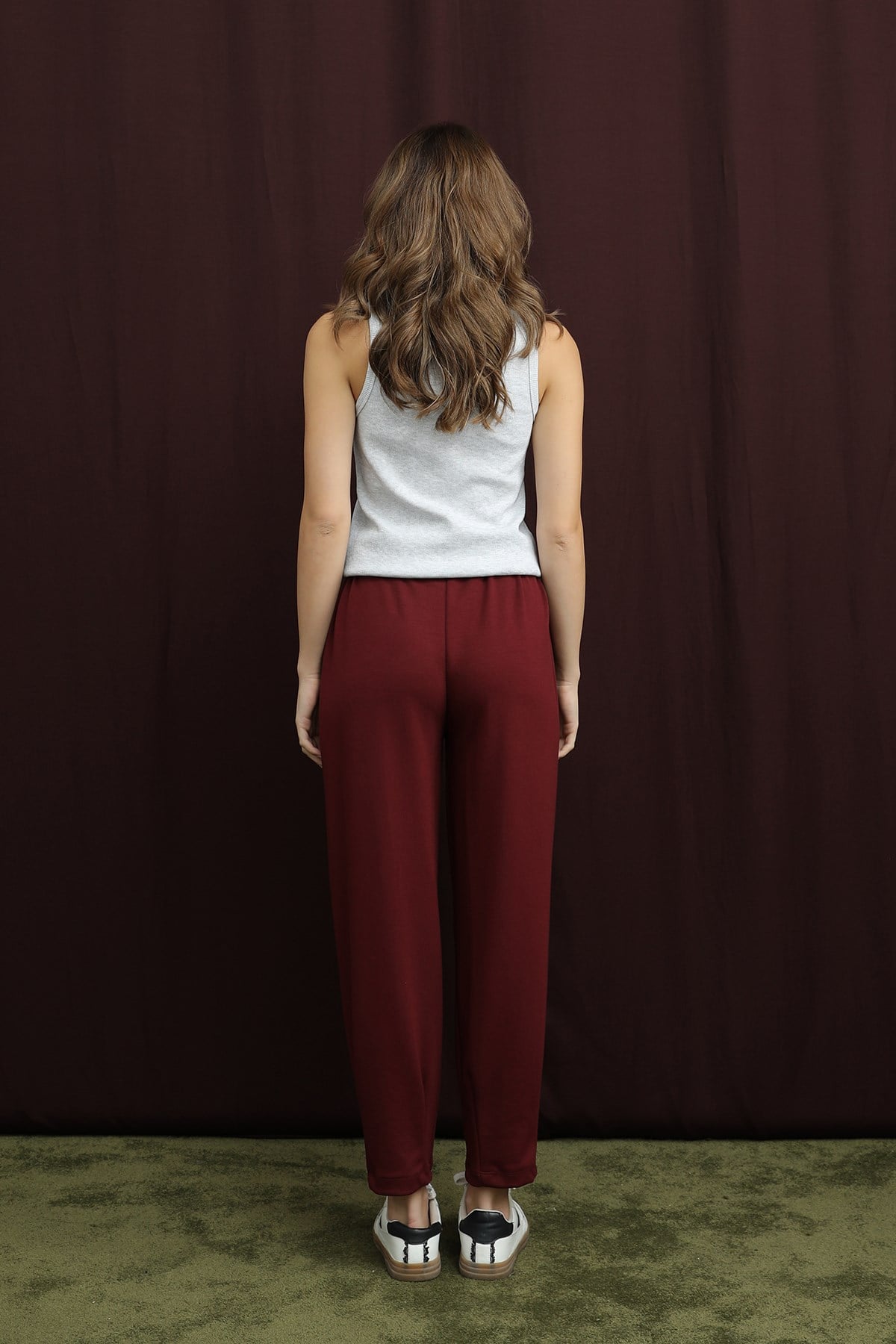 Kadın Paça Detaylı Havuç Pantolon - 18269PNT - Bordo Pantolon Puane 