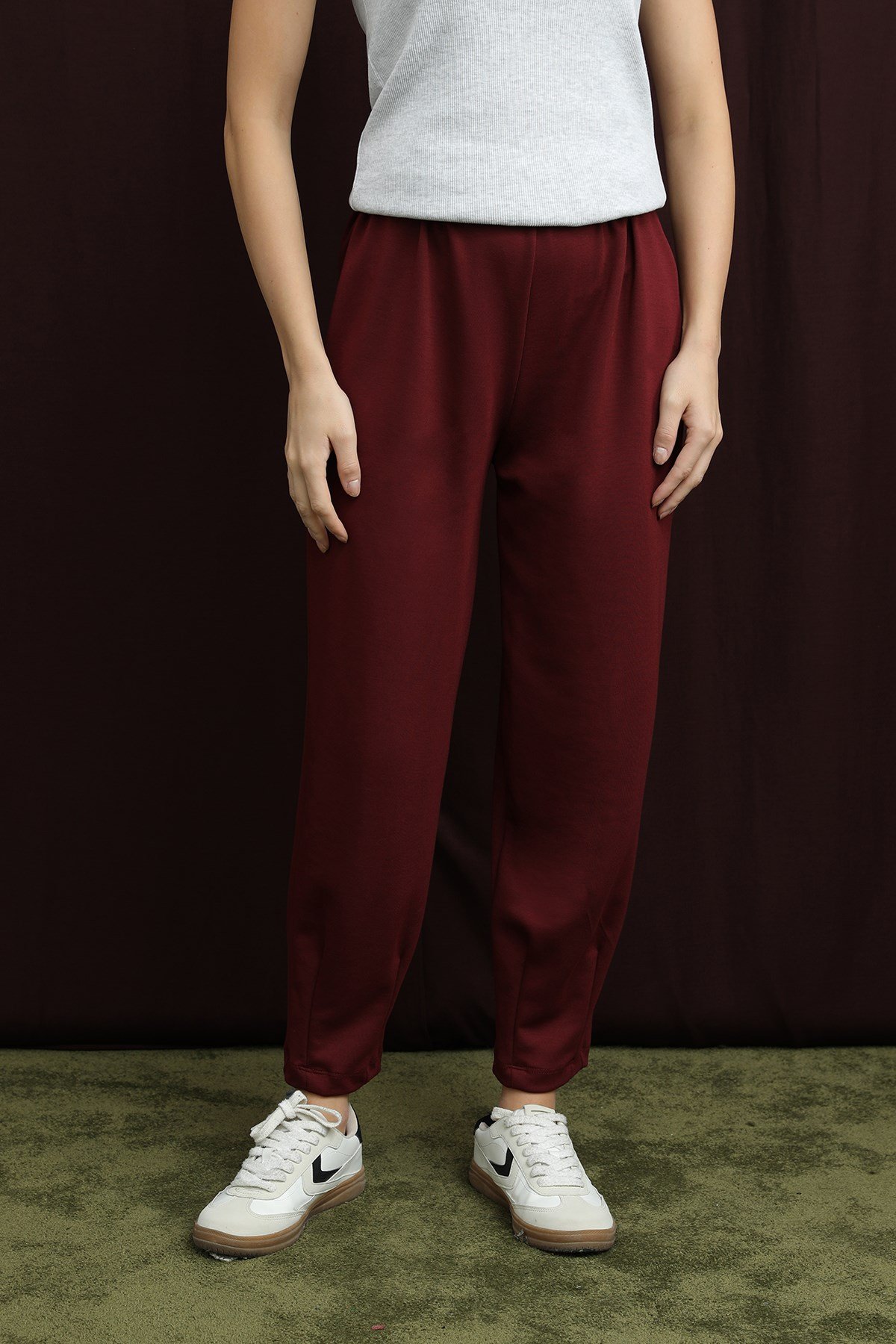Kadın Paça Detaylı Havuç Pantolon - 18269PNT - Bordo Pantolon Puane 