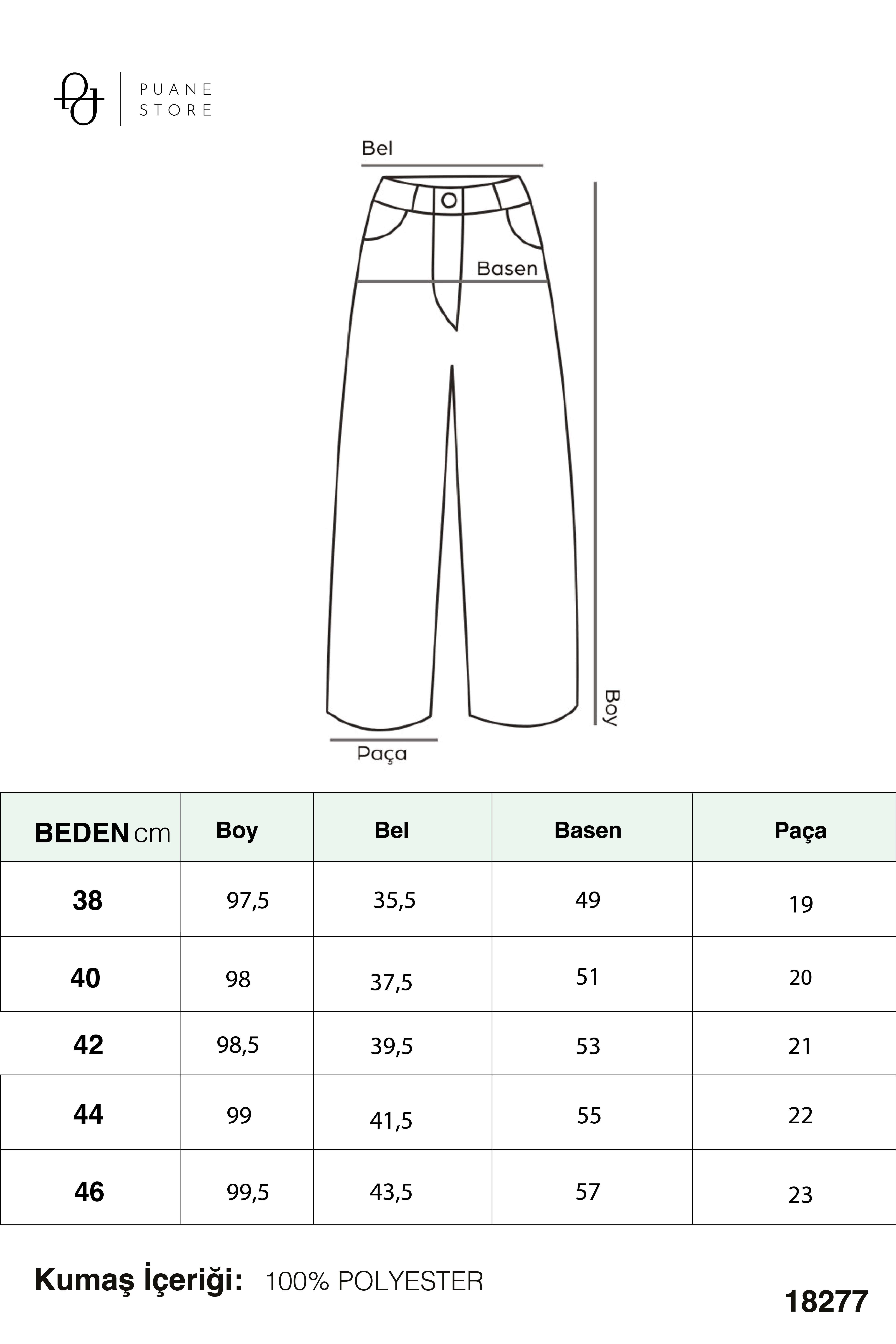 Kadın Paça Düğme Detaylı kumaş Pantolon -18277PNT - Ekru Pantolon Puane 