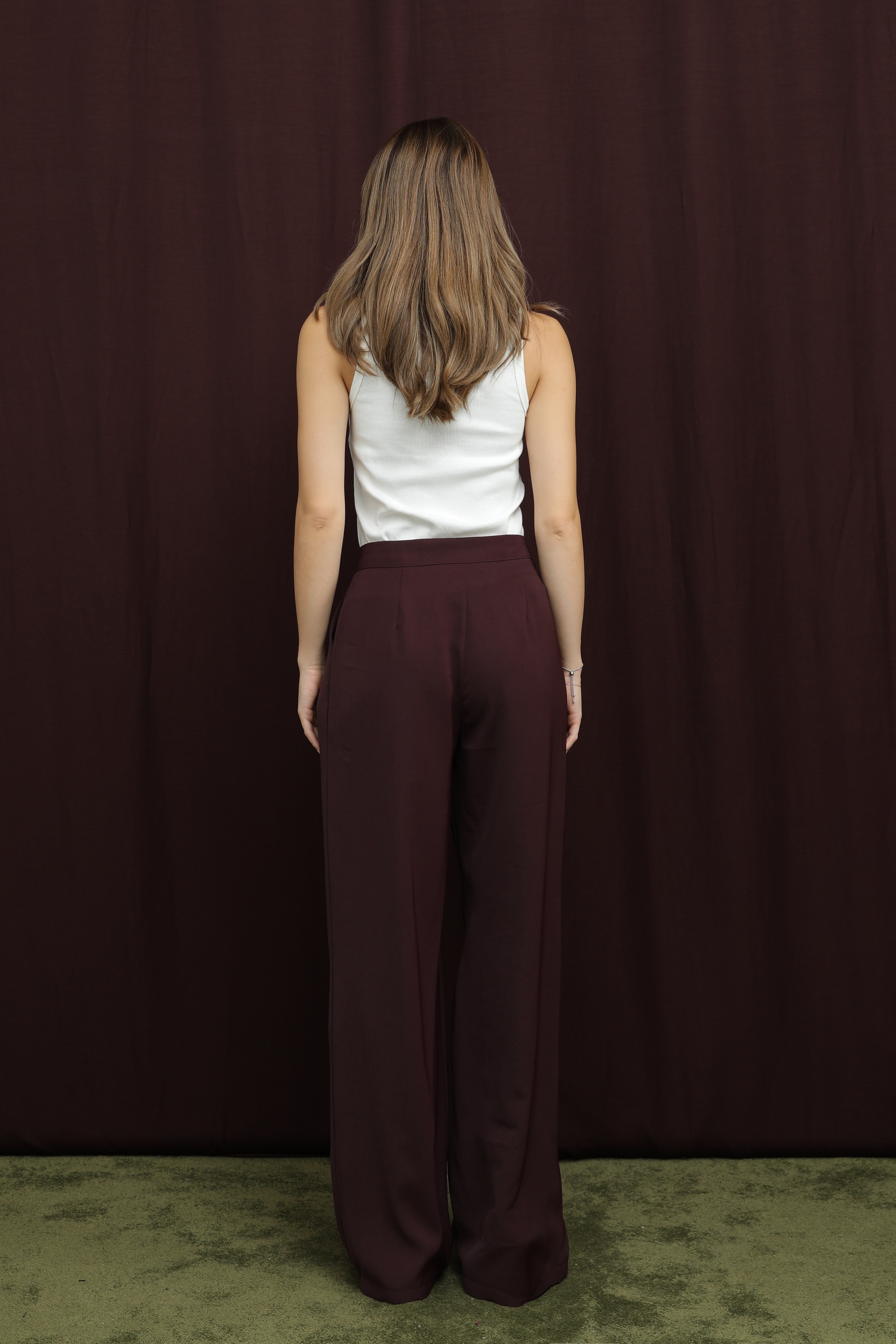 Kadın Pile Detaylı Pantolon - 18266PNT - Bordo Pantolon Puane 