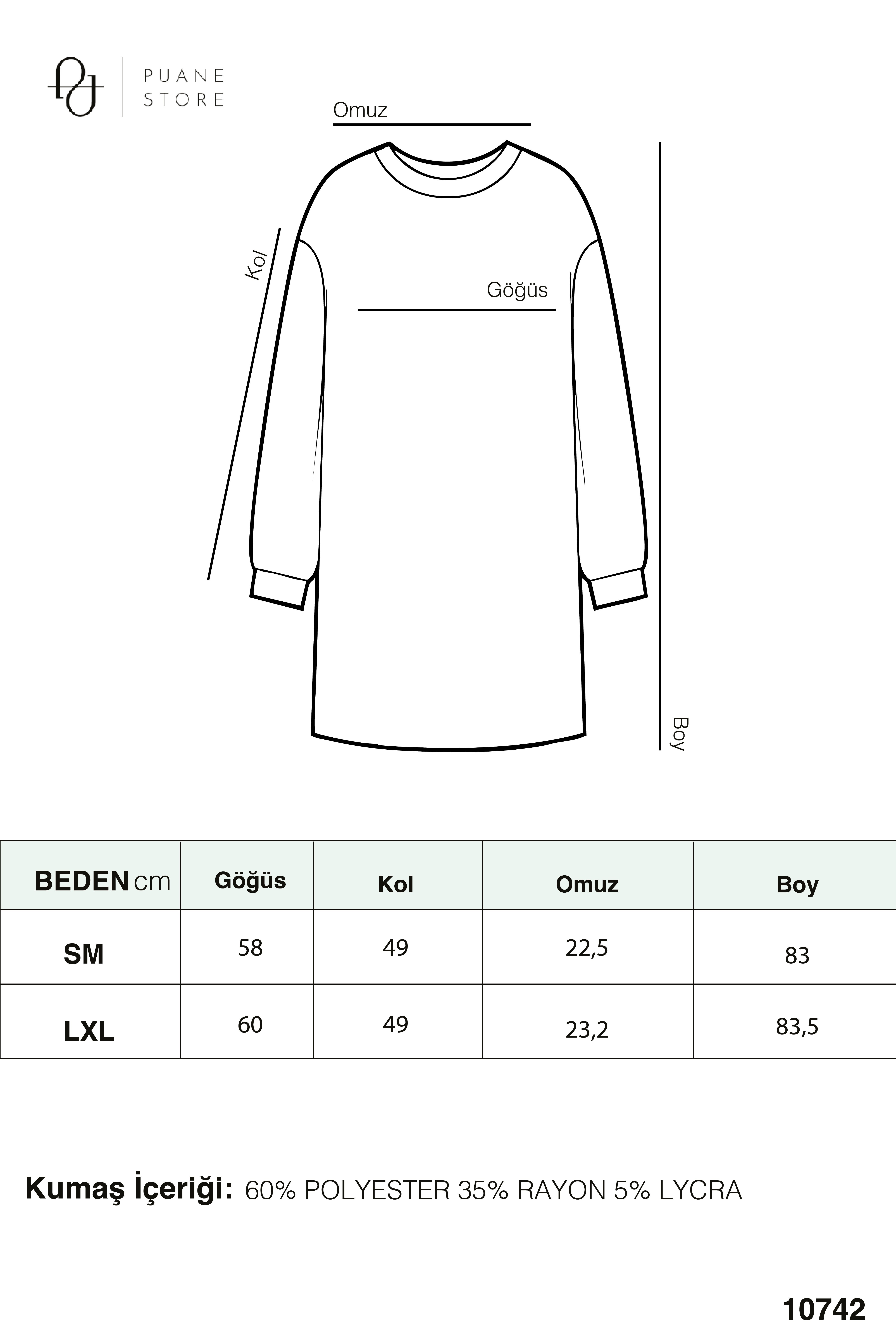 Kadın Puantiye Detaylı Basic Tunik - 10742TUN - Taş Tunik Puane 