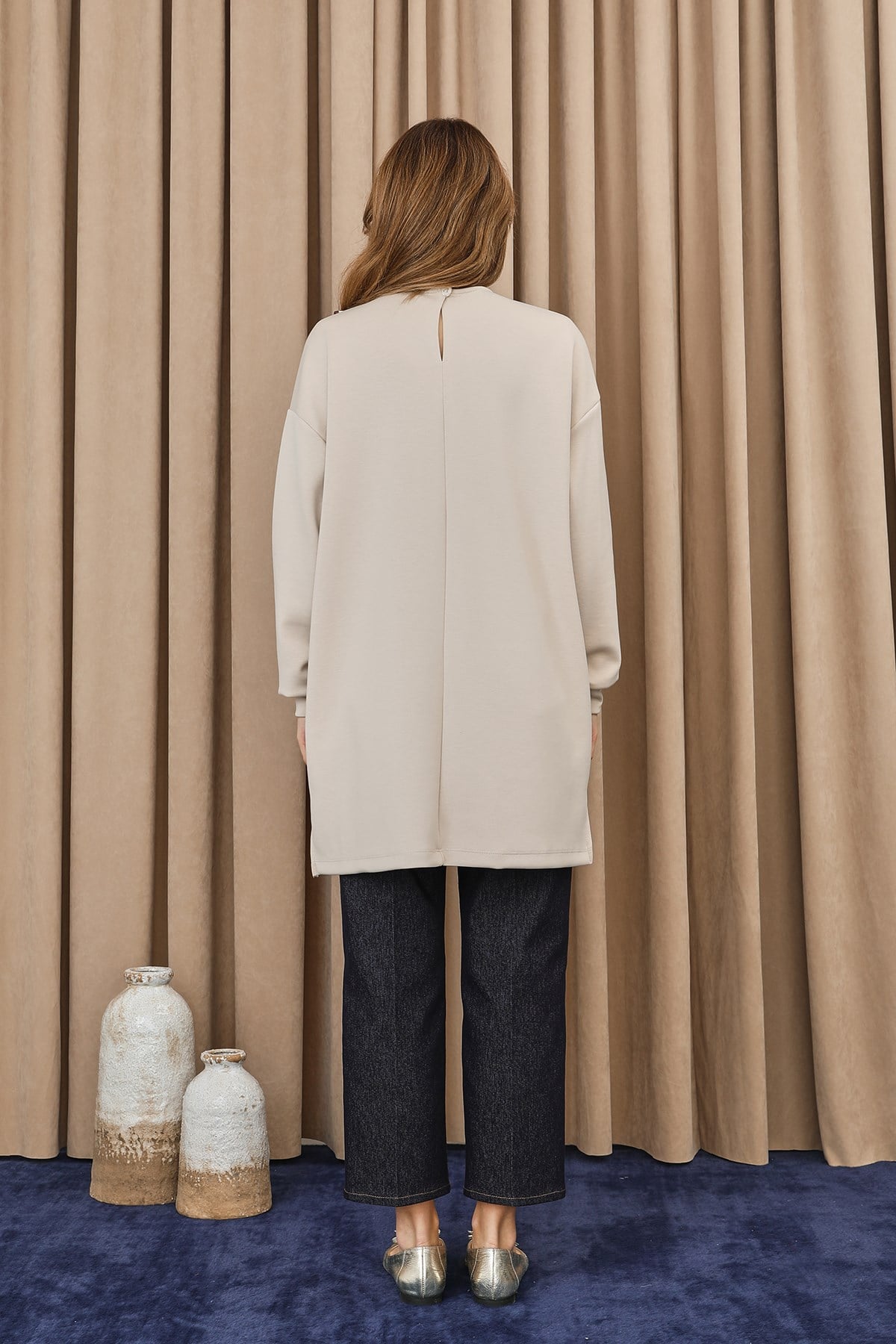 Kadın Puantiye Detaylı Basic Tunik - 10742TUN - Taş Tunik Puane 