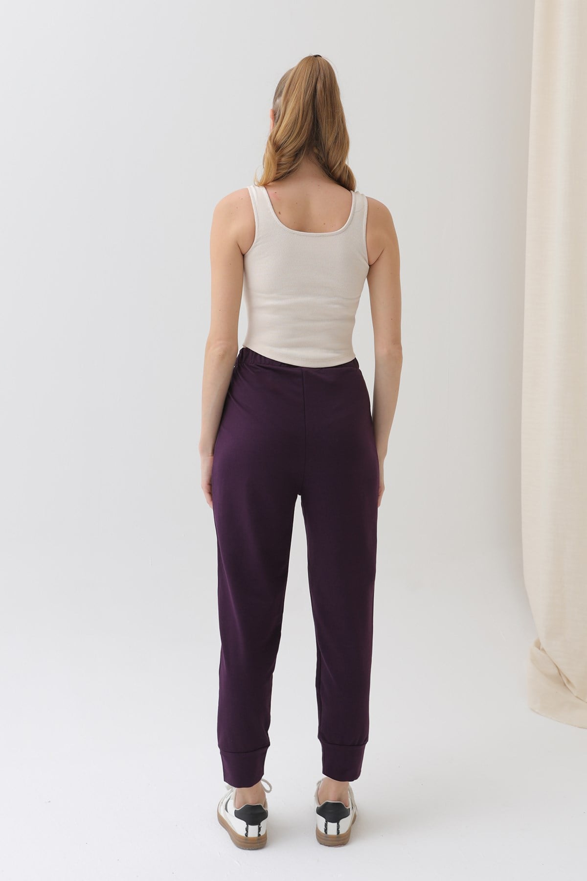Kadın Ribana Detaylı Eşofman Altı - 30189PNT Mor Pantolon Soul 