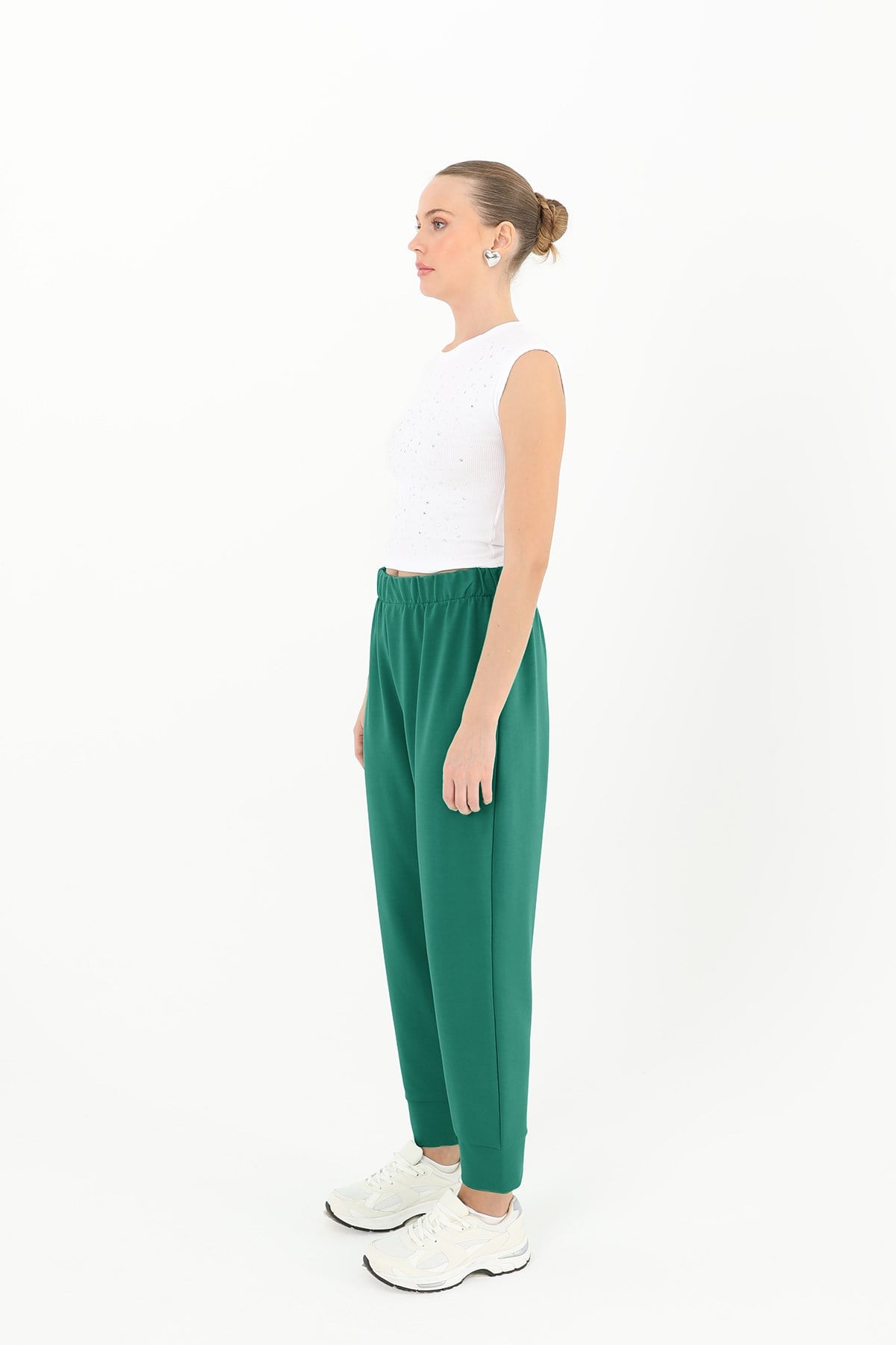 Kadın Ribana Detaylı Eşofman Altı - 30189PNT - Yeşil Pantolon Soul 
